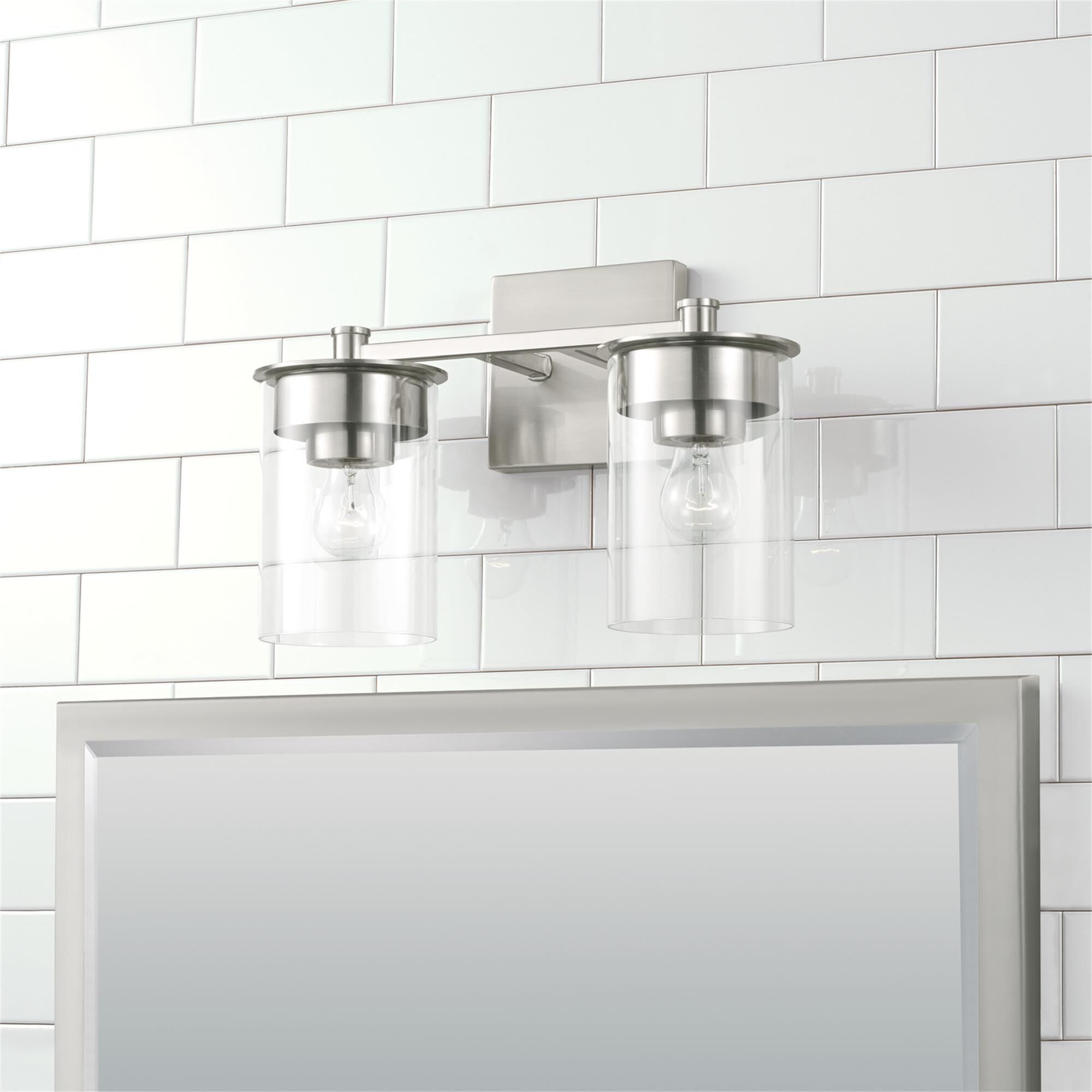 Shown in Brushed Nickel finish and Clear glass