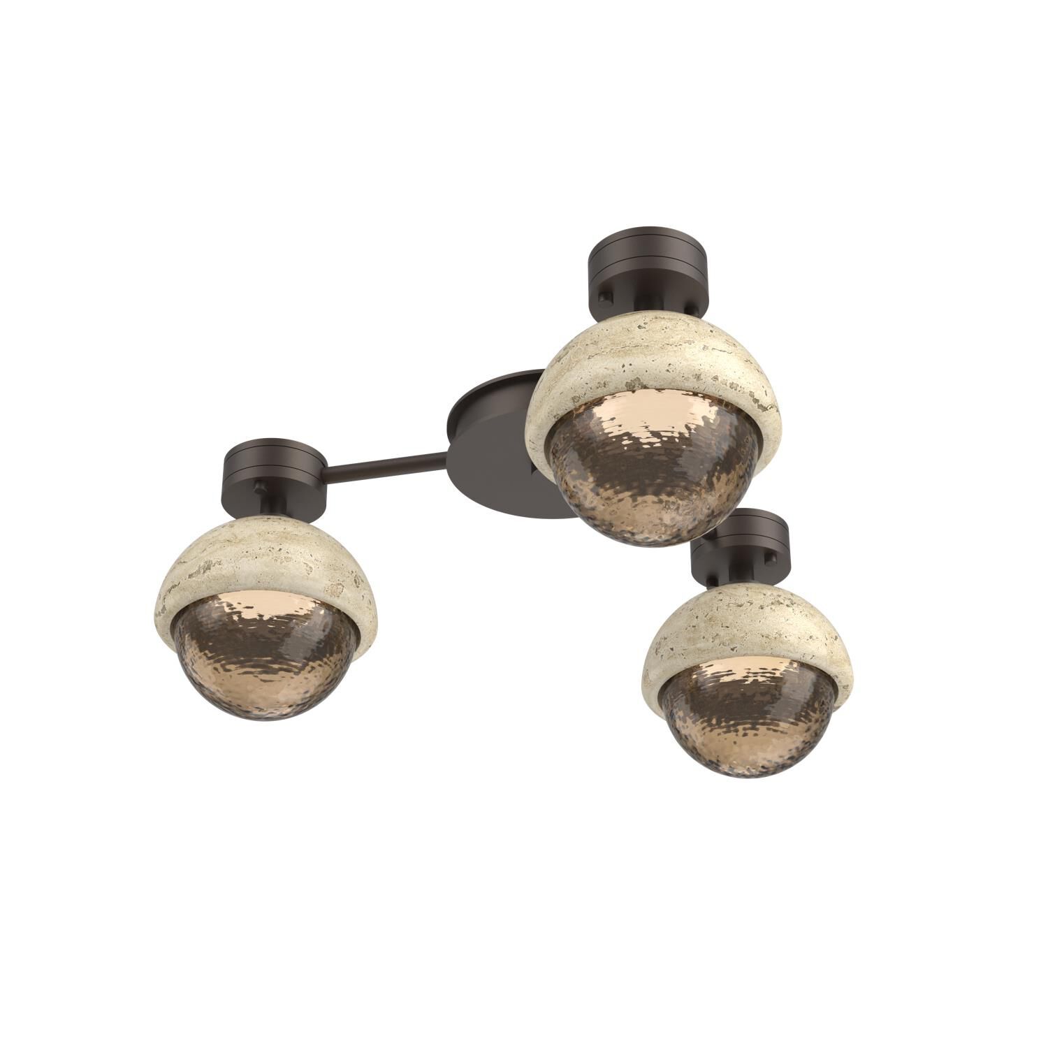 Shown in Flat Bronze finish and Bronze glass and Travertine Stone accent