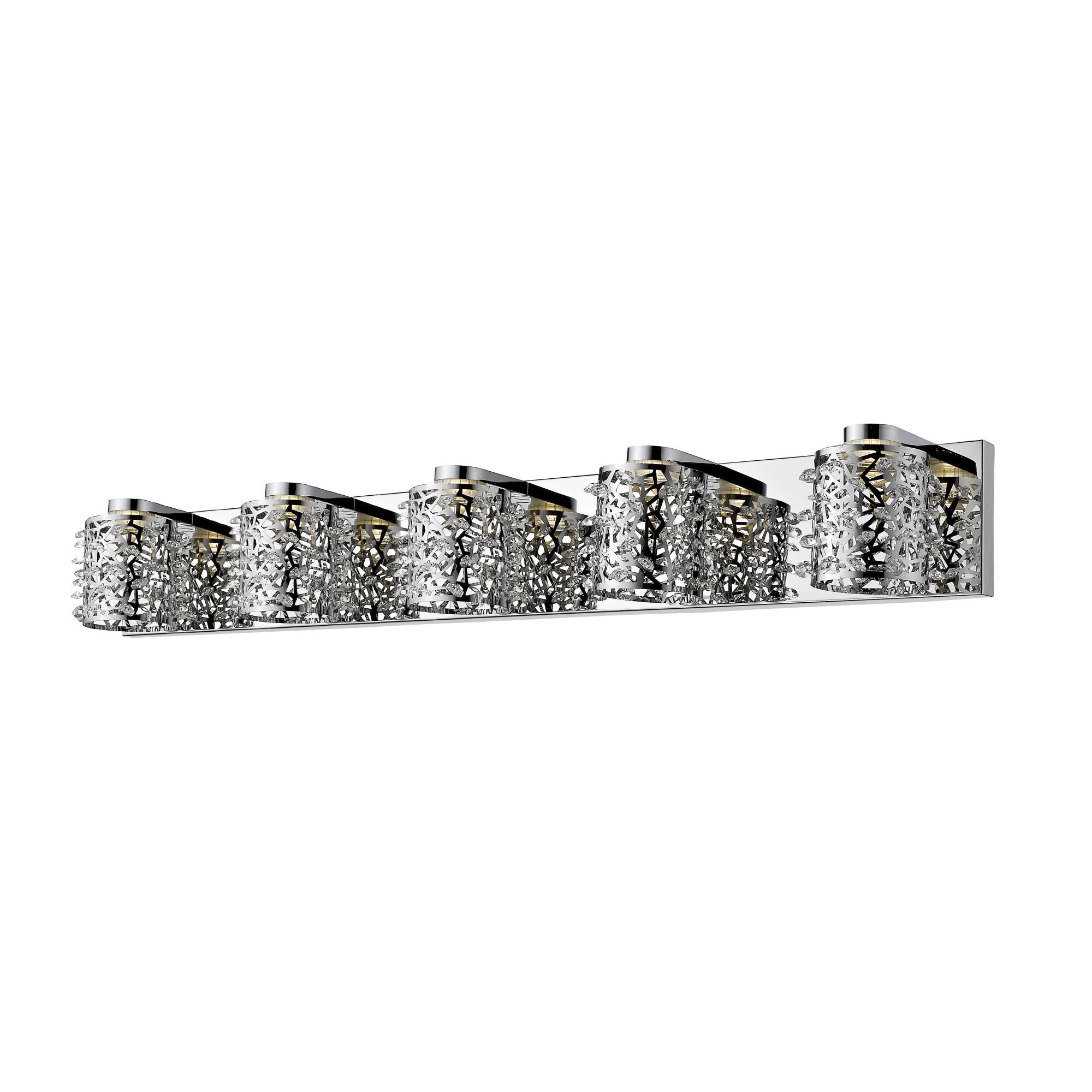 Shown in Chrome finish and Crystal + Steel glass and Crystal + Steel shade