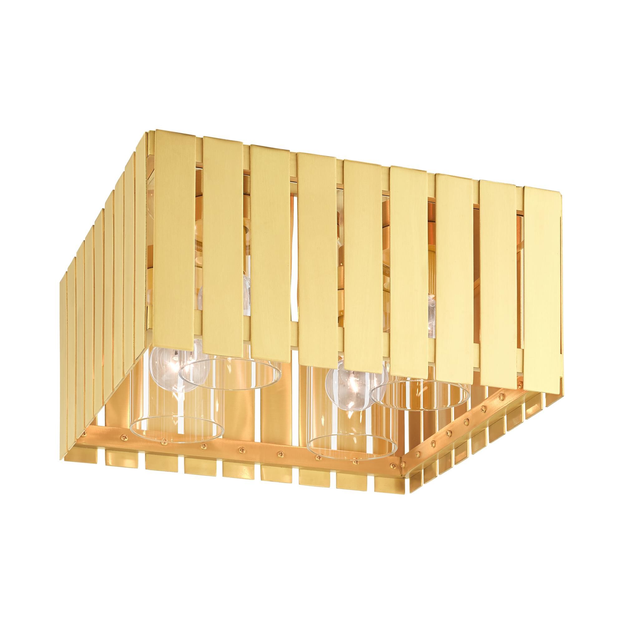 Shown in Satin Brass finish and Clear glass and Clear Glass shade