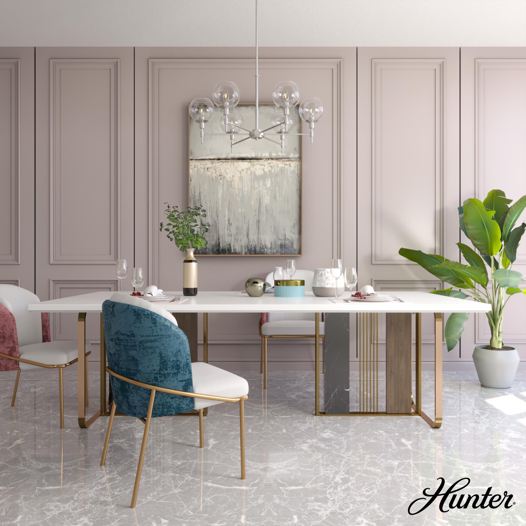 Xidane 32 Inch 6 Light Chandelier by Hunter Fan