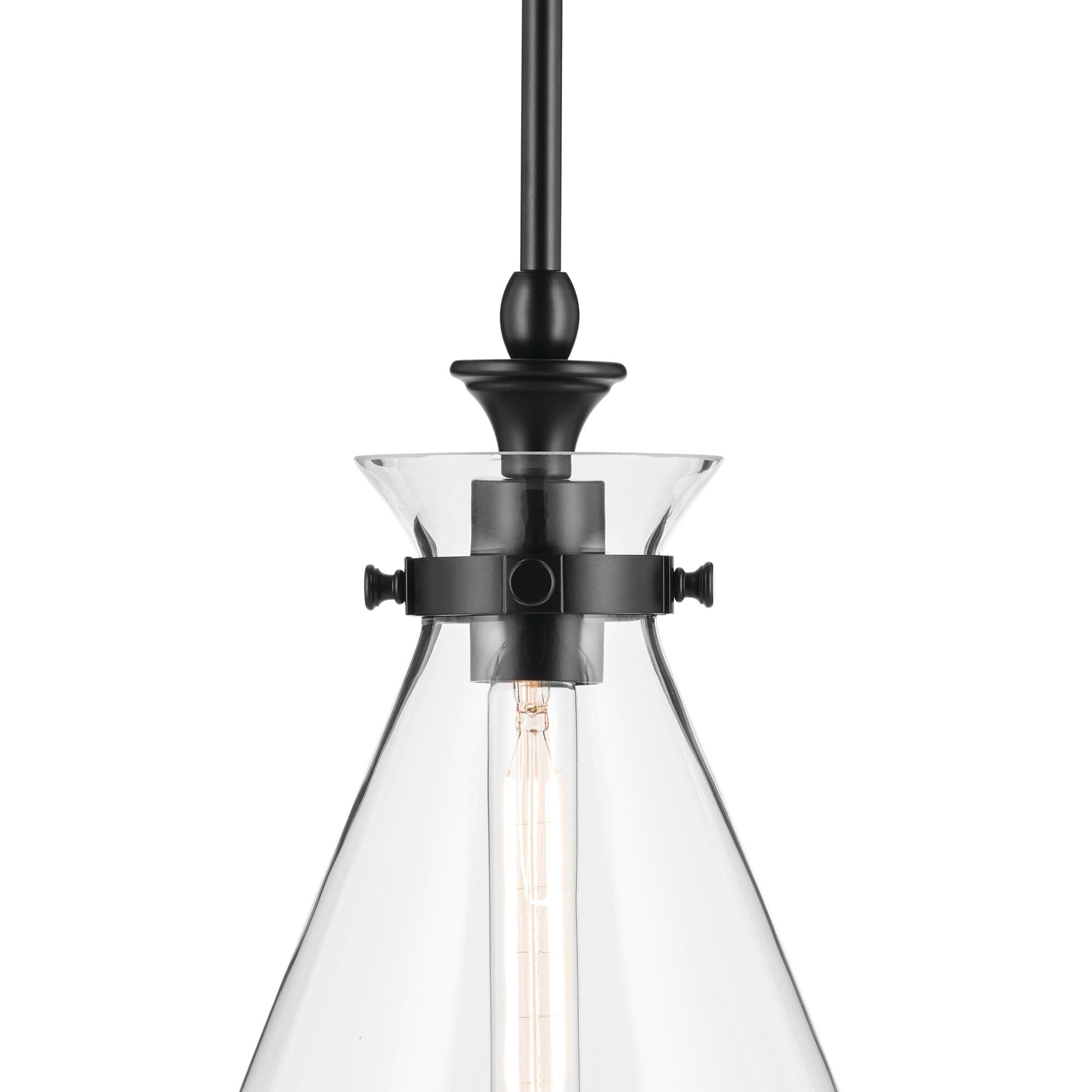 Shown in Black finish and Clear glass