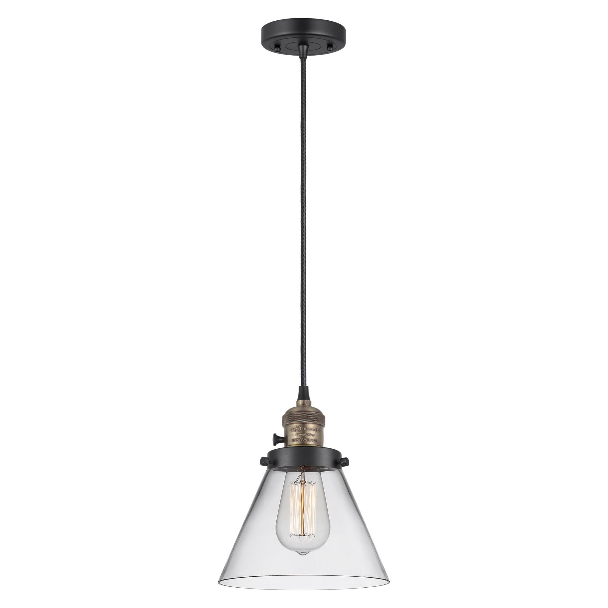 Shown in Black Antique Brass finish and Clear glass