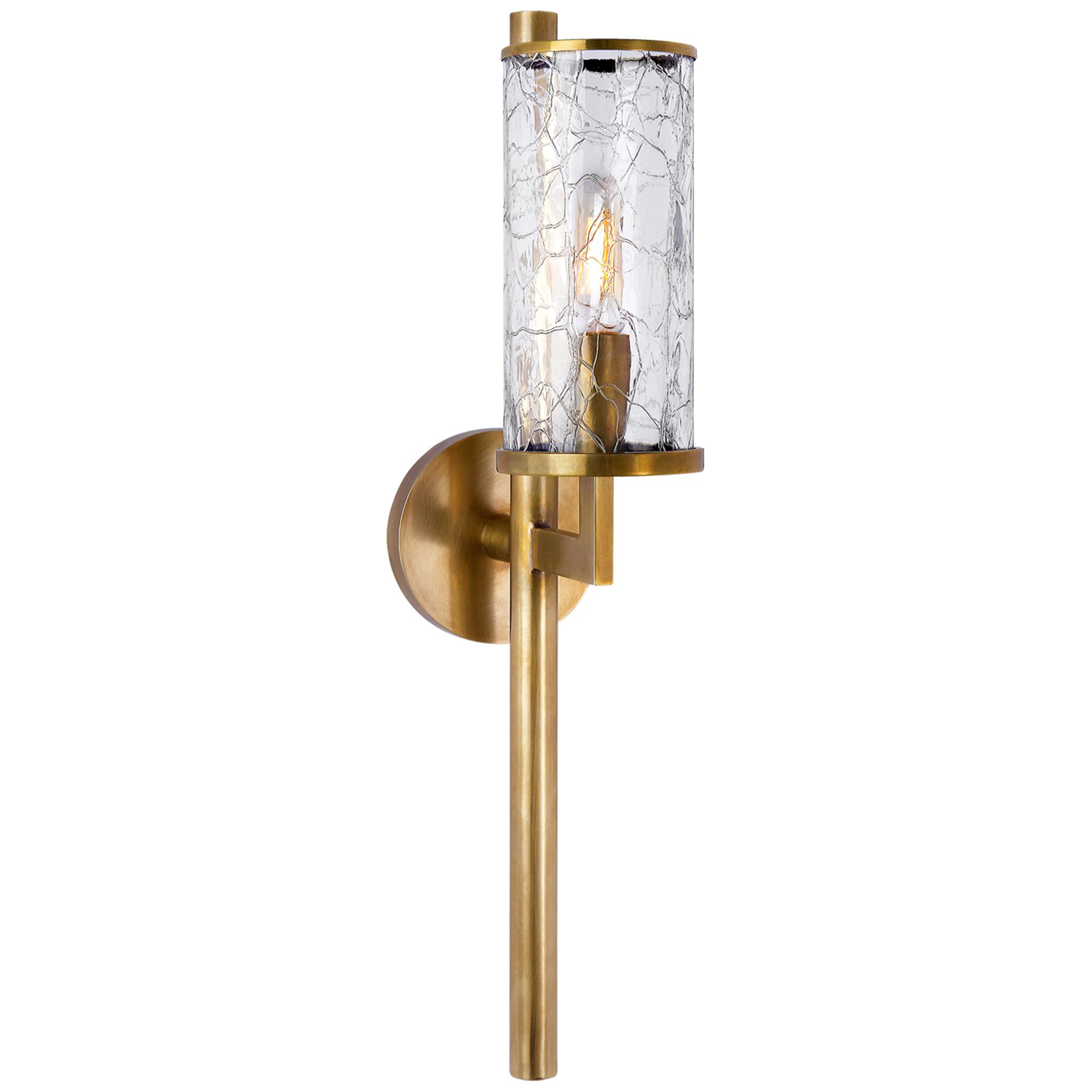 Shown in Antique-Burnished Brass finish and Crackle glass