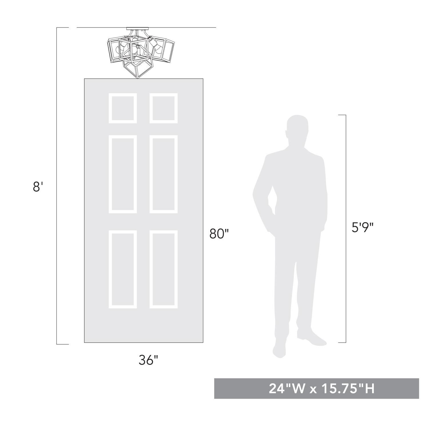 Cassio 24 Inch 4 Light Semi Flush Mount by Golden Lighting