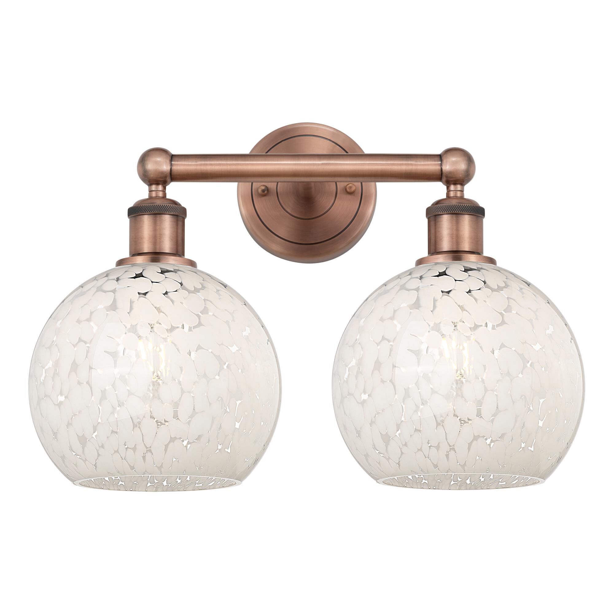 Shown in Antique Copper finish and White Mouchette glass