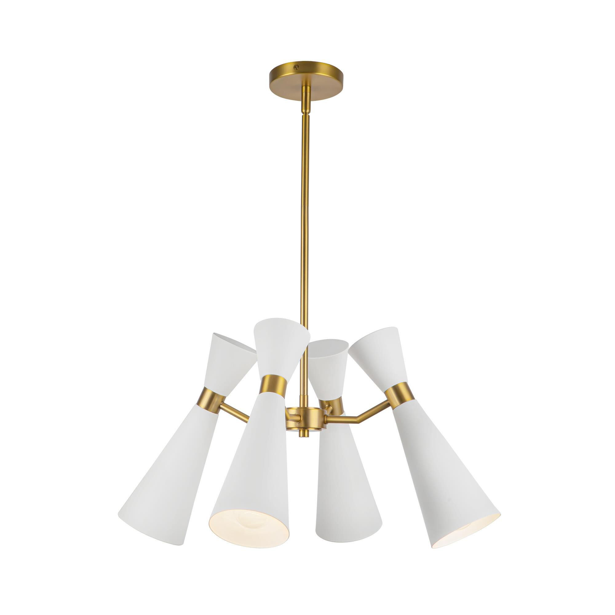 Shown in White and Aged Gold finish and Steel shade