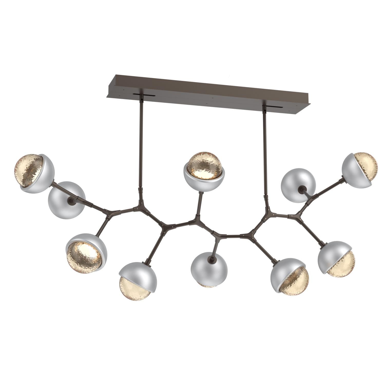 Shown in Flat Bronze finish and Amber glass and Classic Silver accent