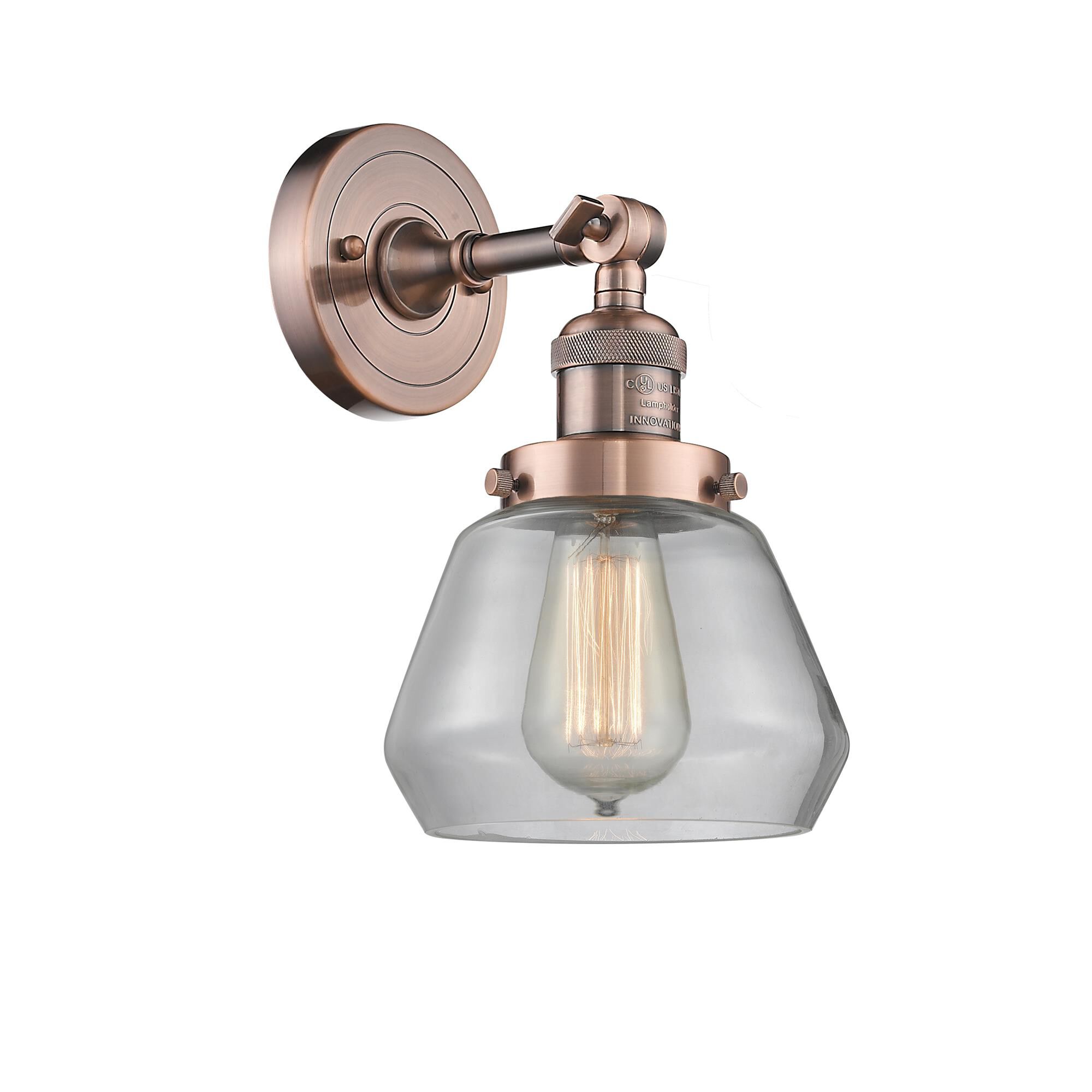 Shown in Antique Copper finish and Clear glass