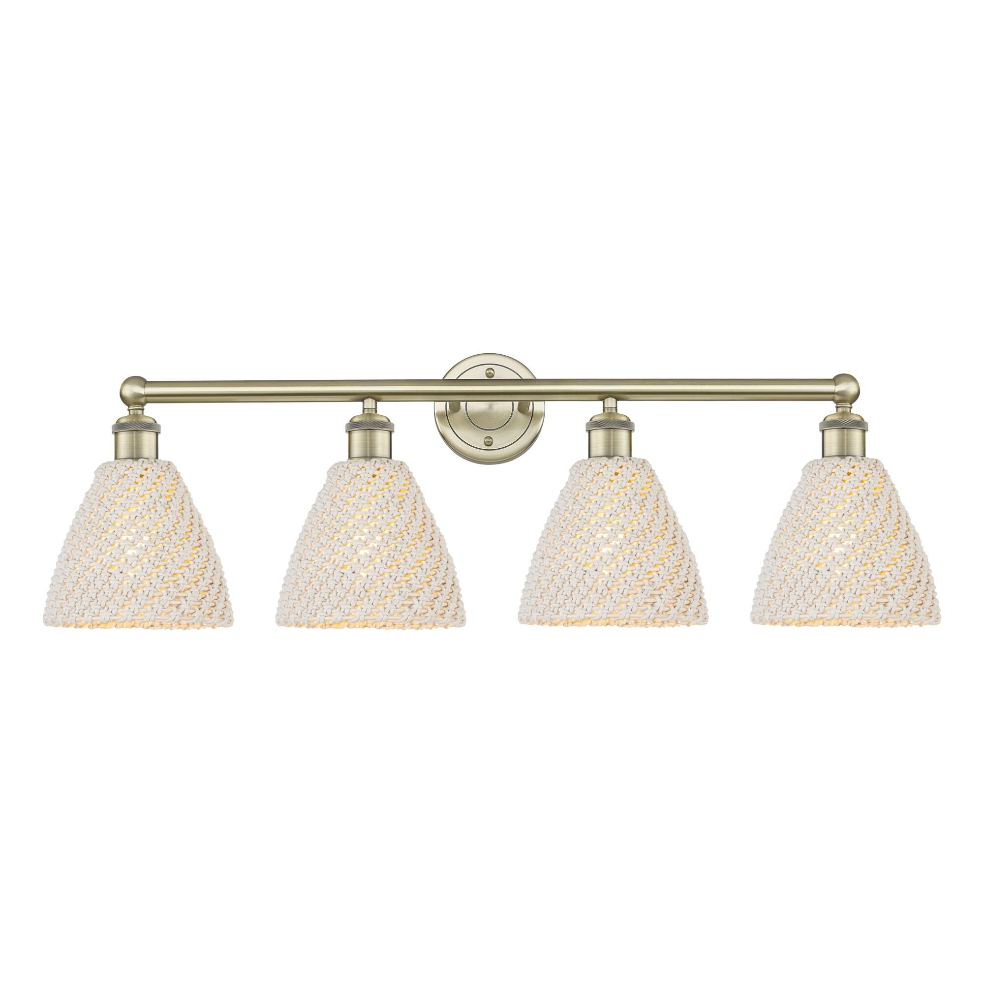 Shown in Antique Brass finish and Natural shade