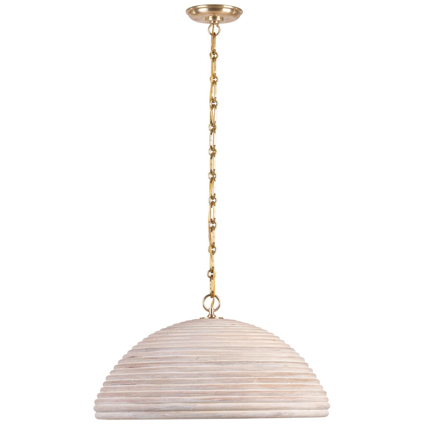 Shown in Hand-Rubbed Antique Brass finish and Ash Rattan shade
