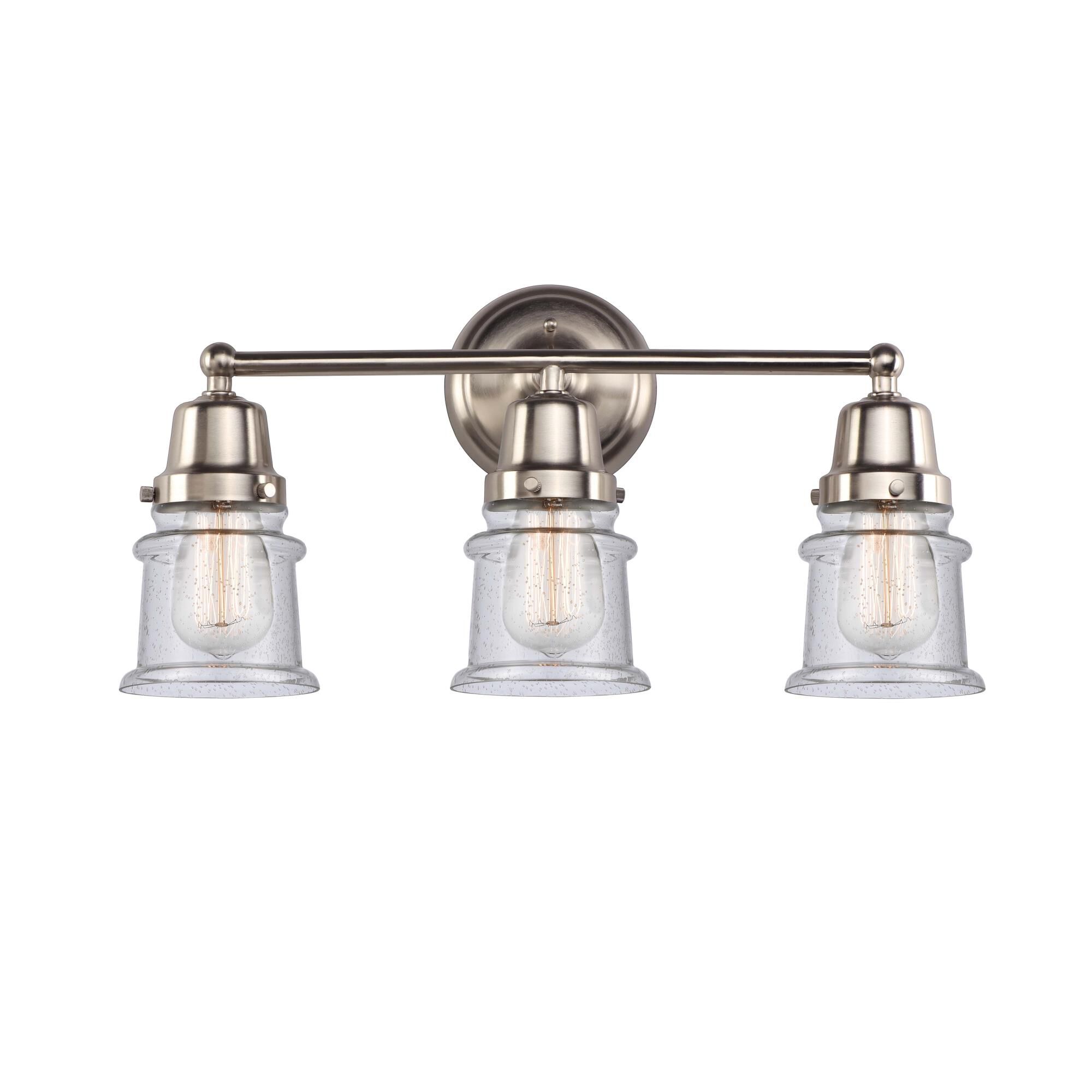 Shown in Brushed Satin Nickel finish and Seedy glass