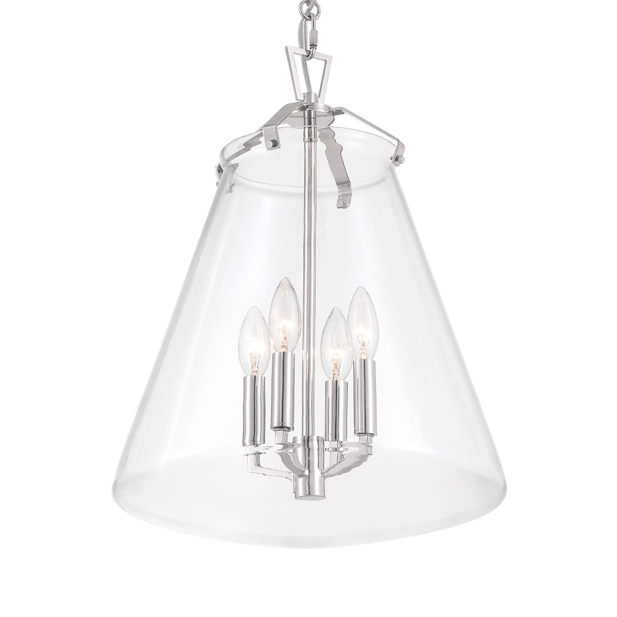 Shown in Polished Nickel finish and Clear glass