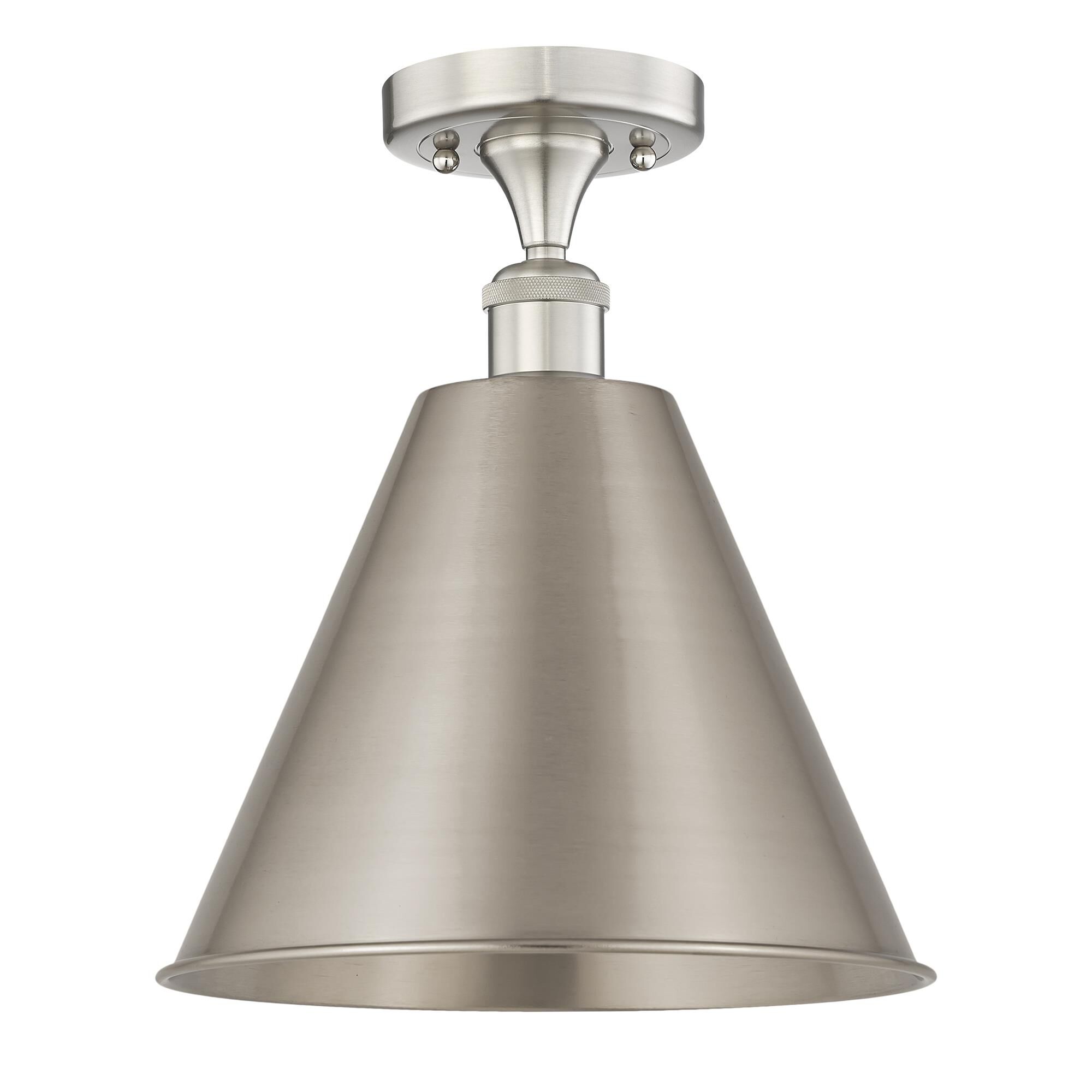 Shown in Brushed Satin Nickel finish and Brushed Satin Nickel shade