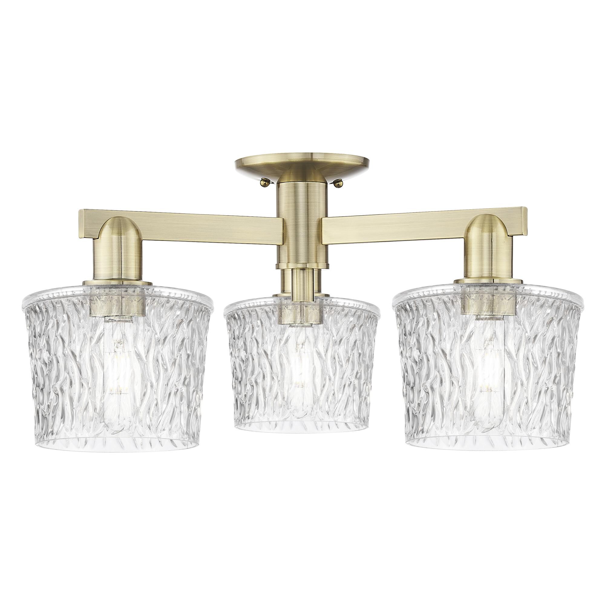 Shown in Antique Brass finish and Clear glass