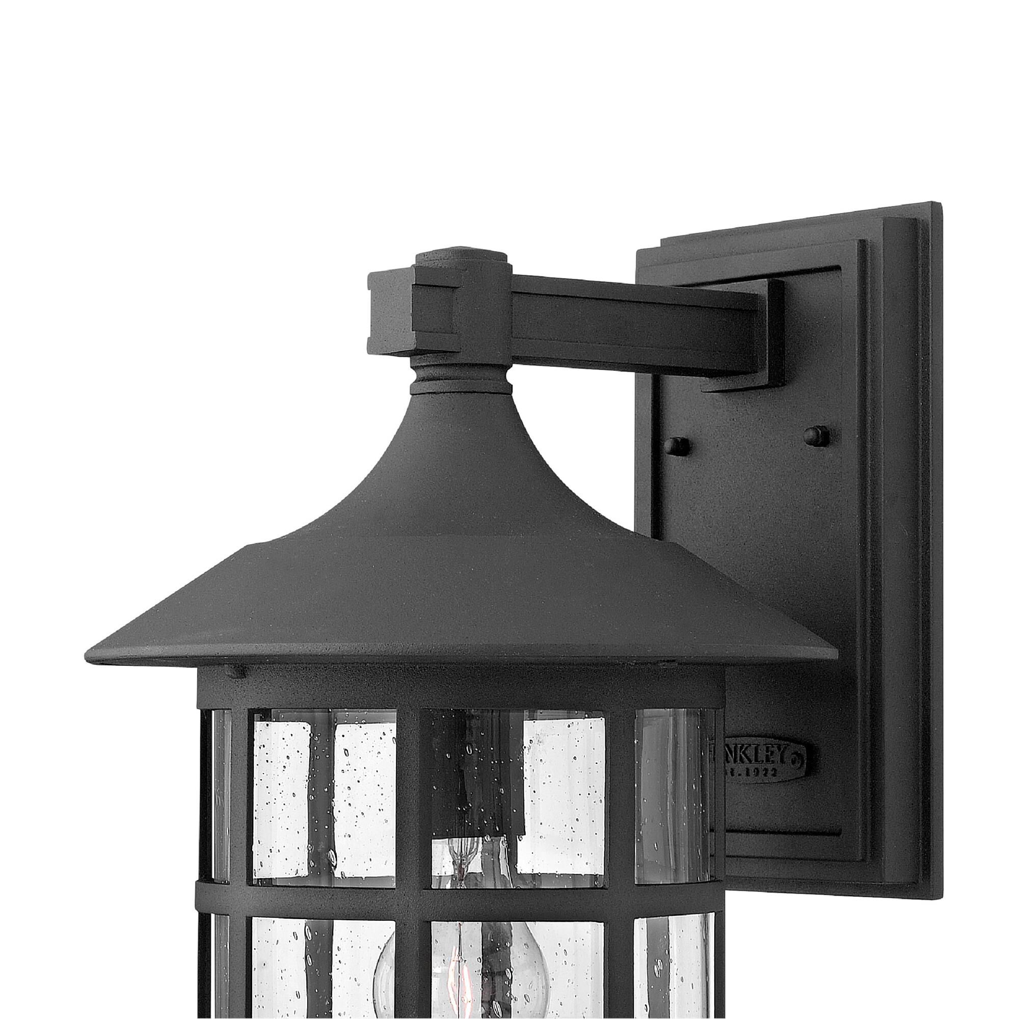 Shown in Black finish and Clear Seedy glass