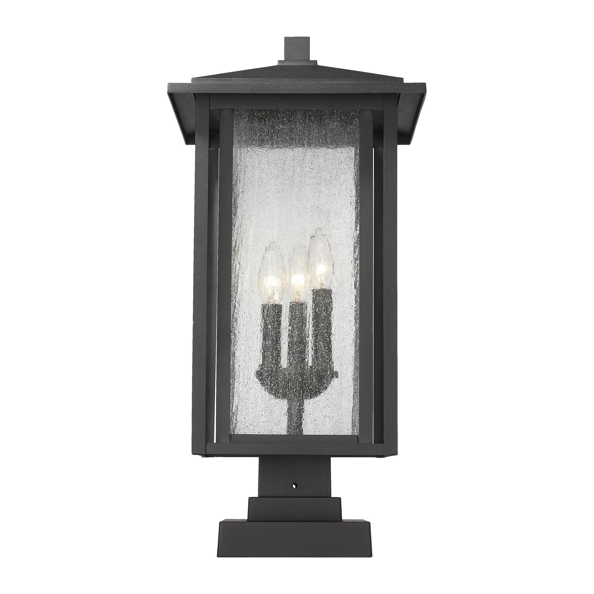 Shown in Black finish and Glass shade