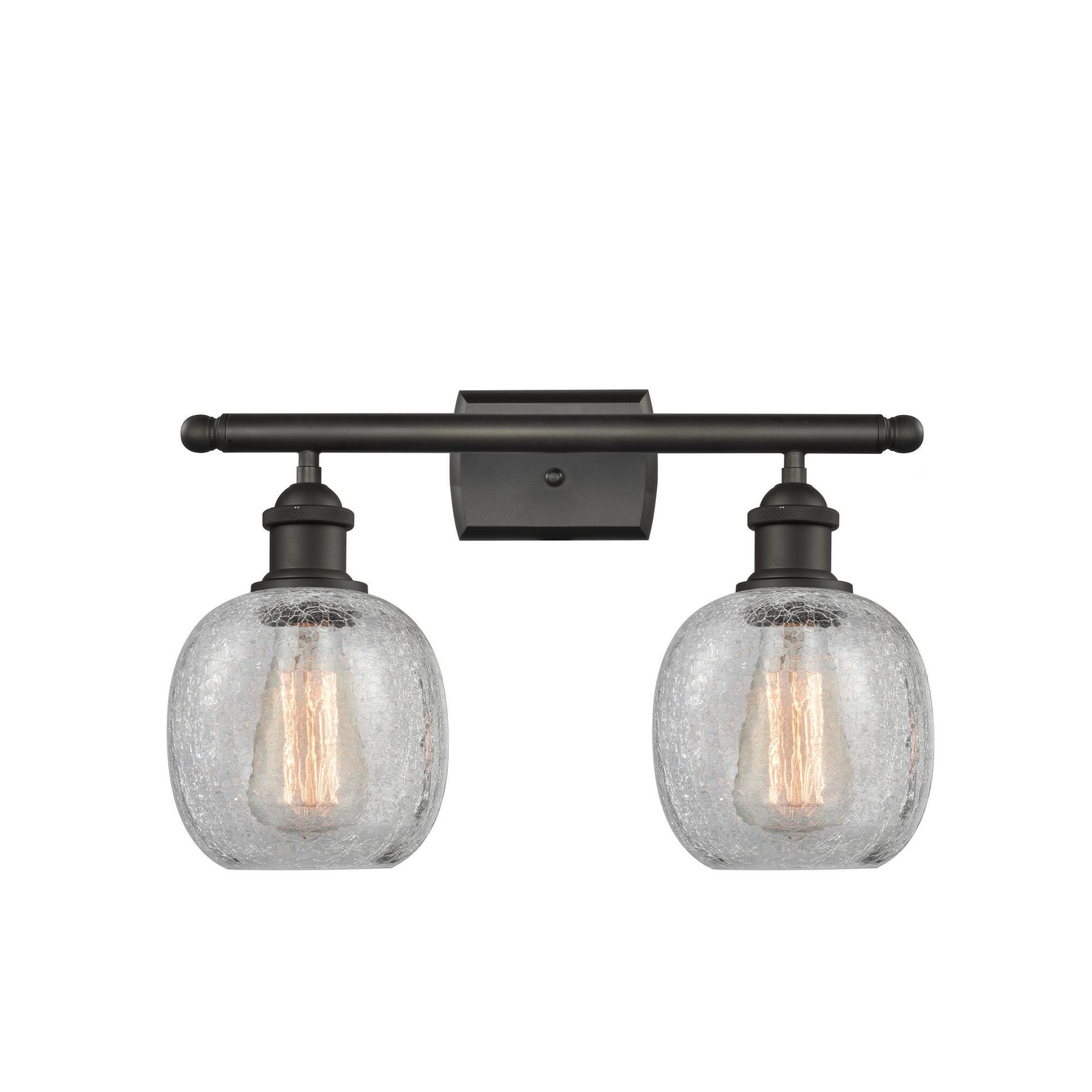 Shown in Oil Rubbed Bronze finish and Clear Crackle glass