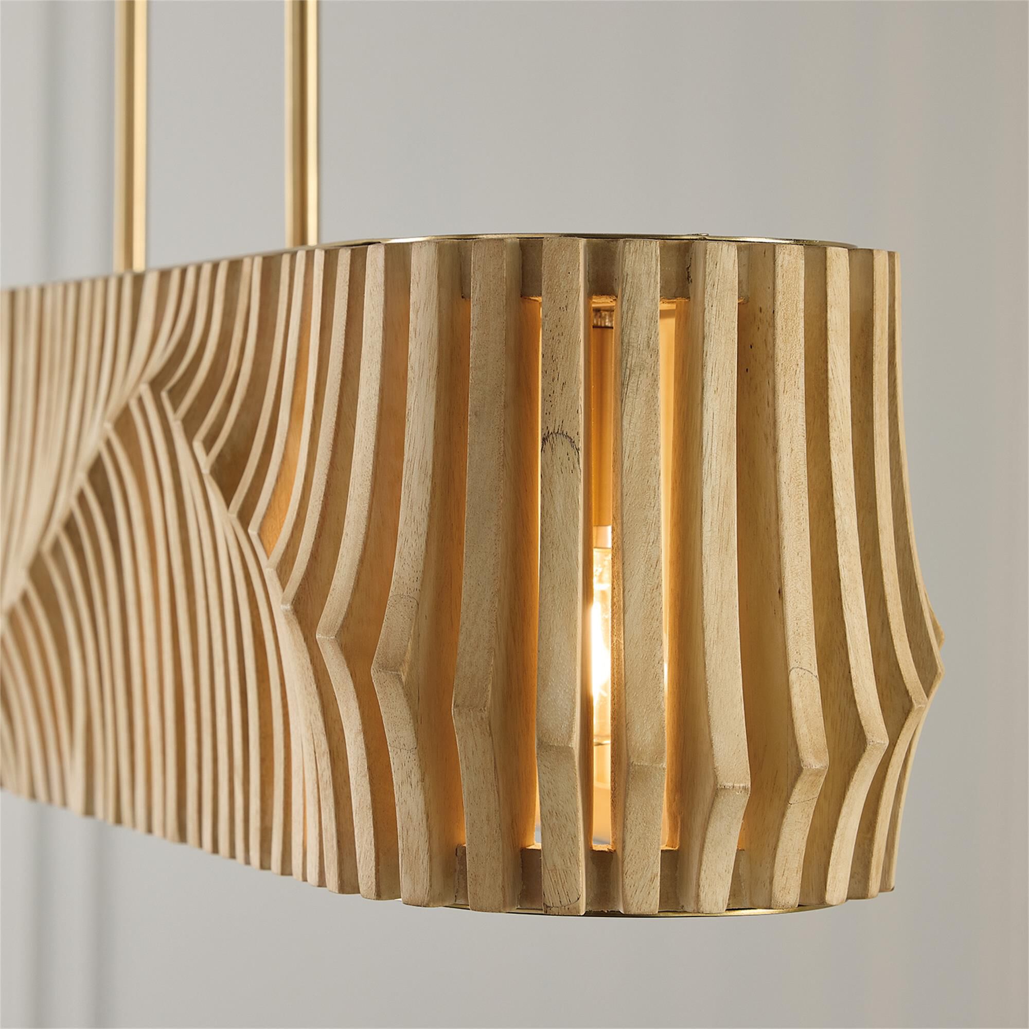 Shown in Blonde Wood And Matte Brass finish