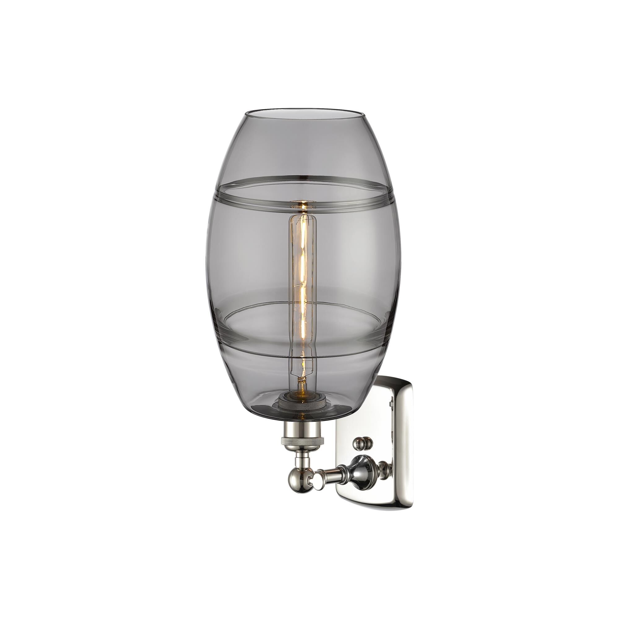 Shown in Polished Nickel finish and Light Smoke glass