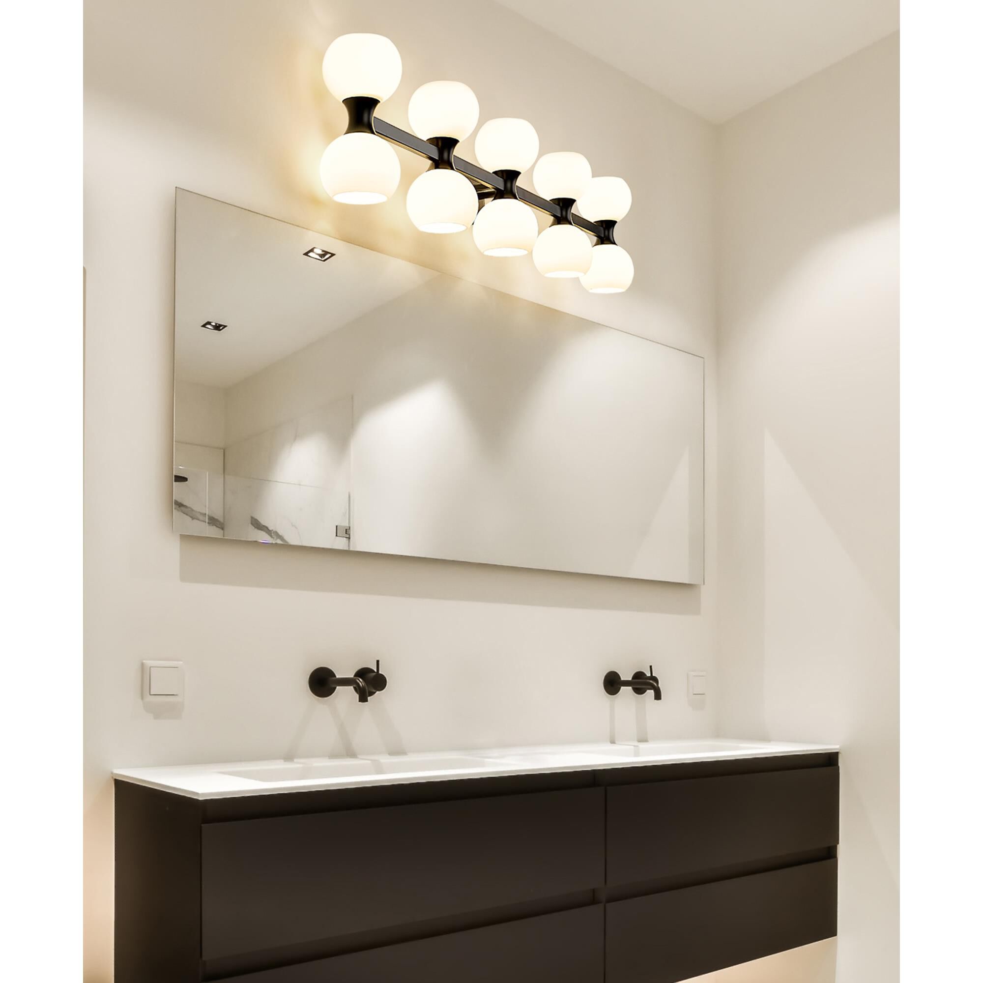 Shown in Matte Black finish and Matte Opal glass