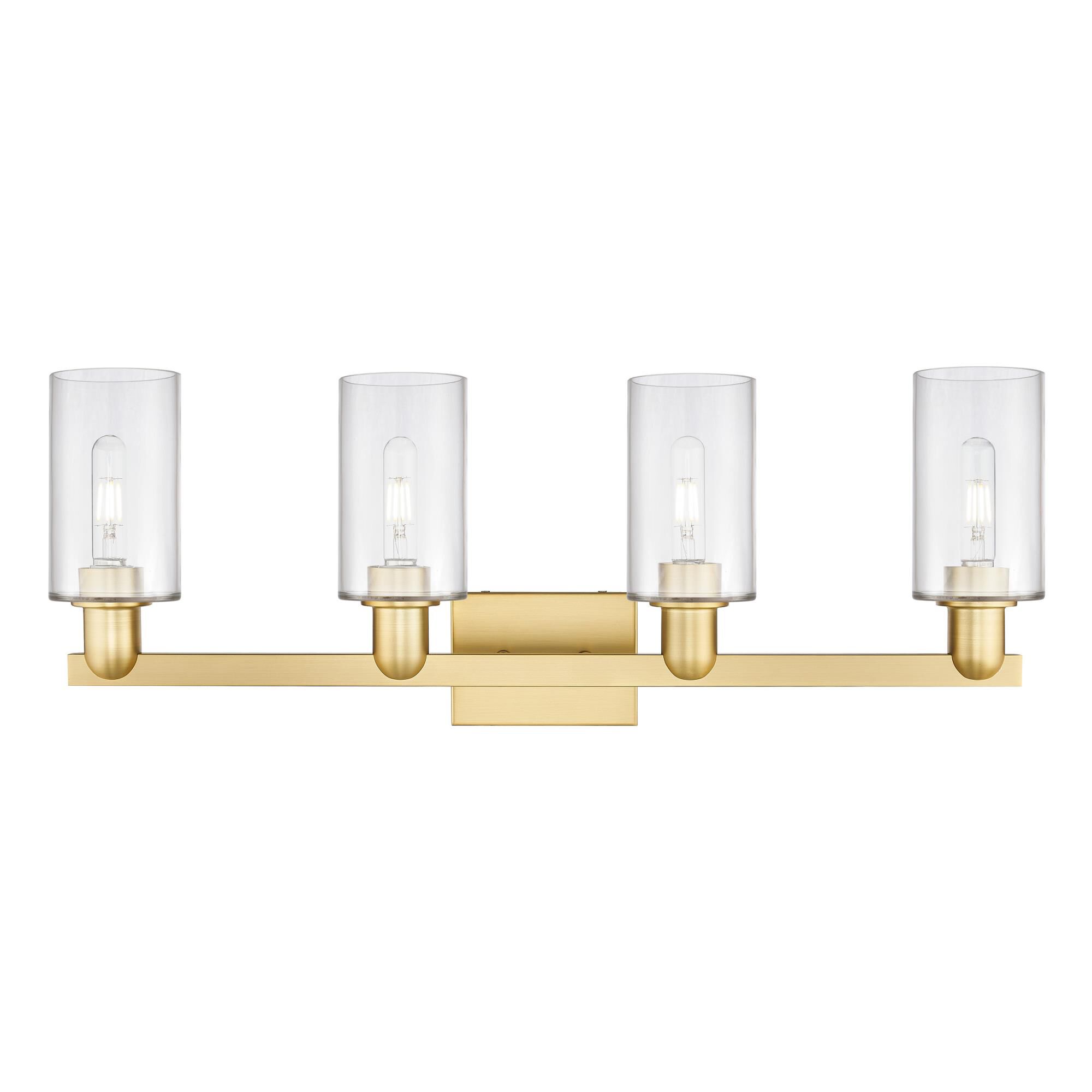 Shown in Satin Gold finish and Clear glass