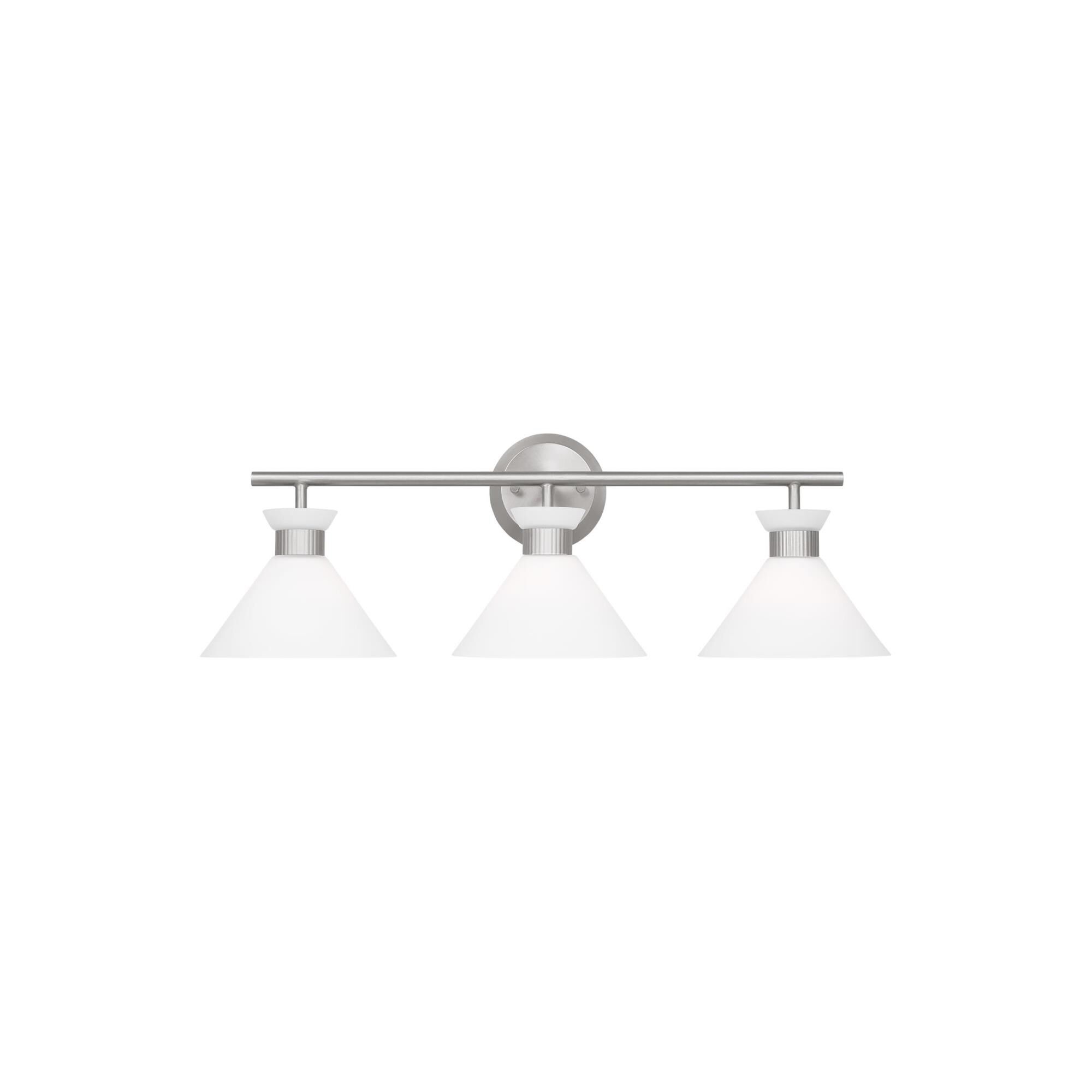 Shown in Brushed Steel finish and Etched White Glass s shade