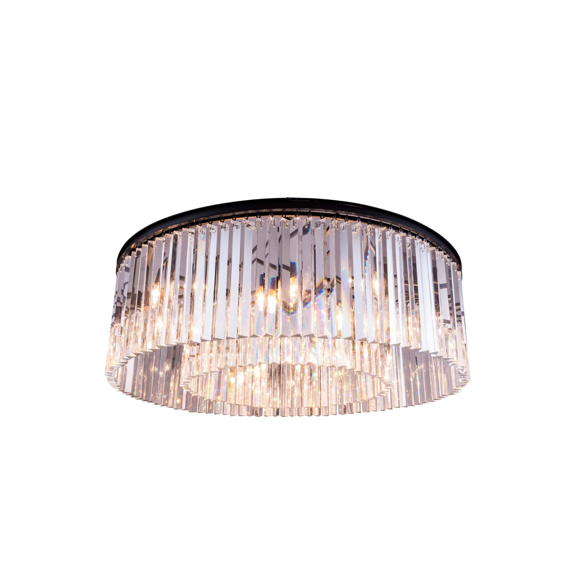 Elegant Lighting 1208F43MB/RC Sydney 10 Light 43.5 inch Matte Black Flush Mount Ceiling Light in Clear, Urban Classic