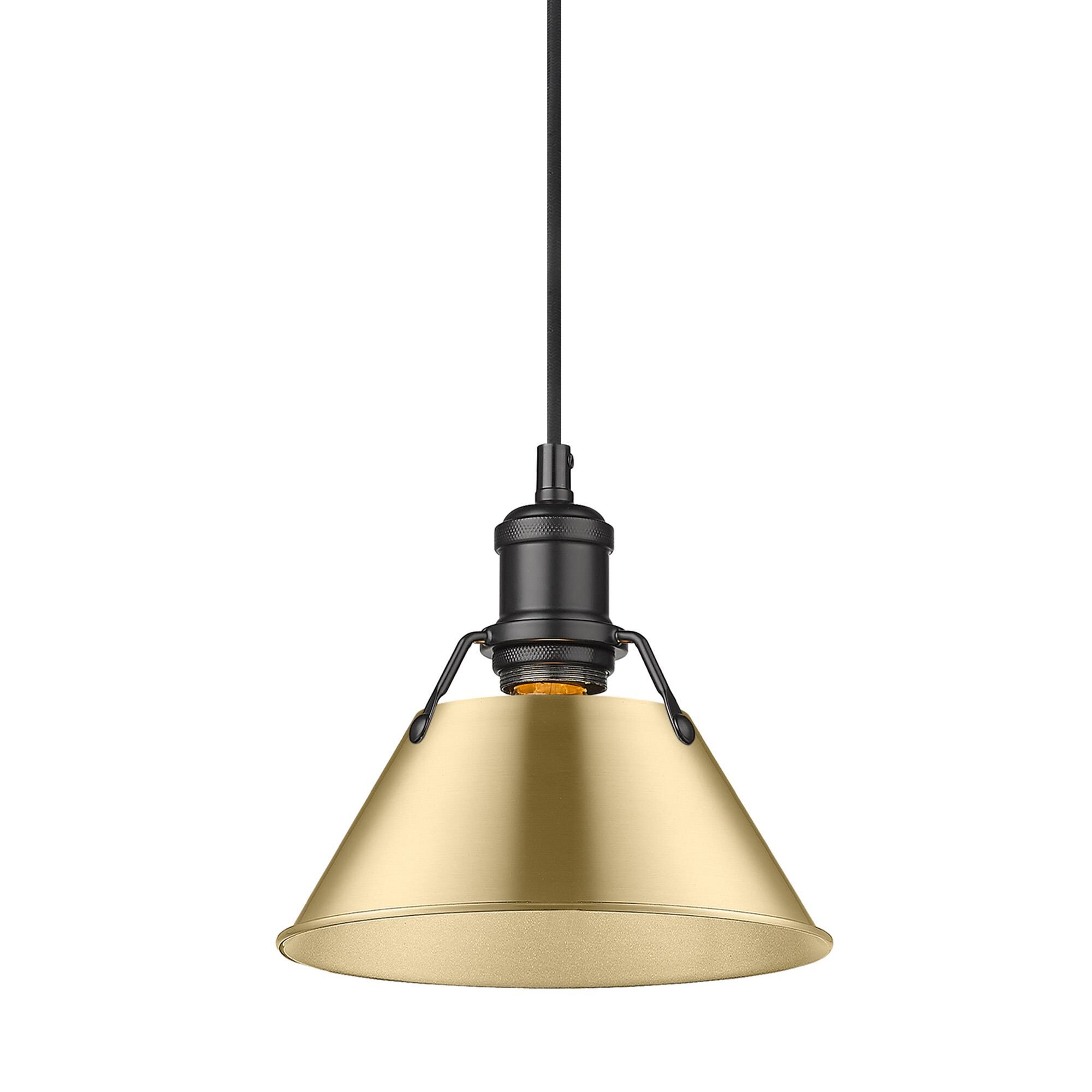 Golden Lighting 3306-S BLK-BCB Yep Orwell 1 Light 7.5 inch Matte Black Pendant Ceiling Light in Brushed Champagne Brass