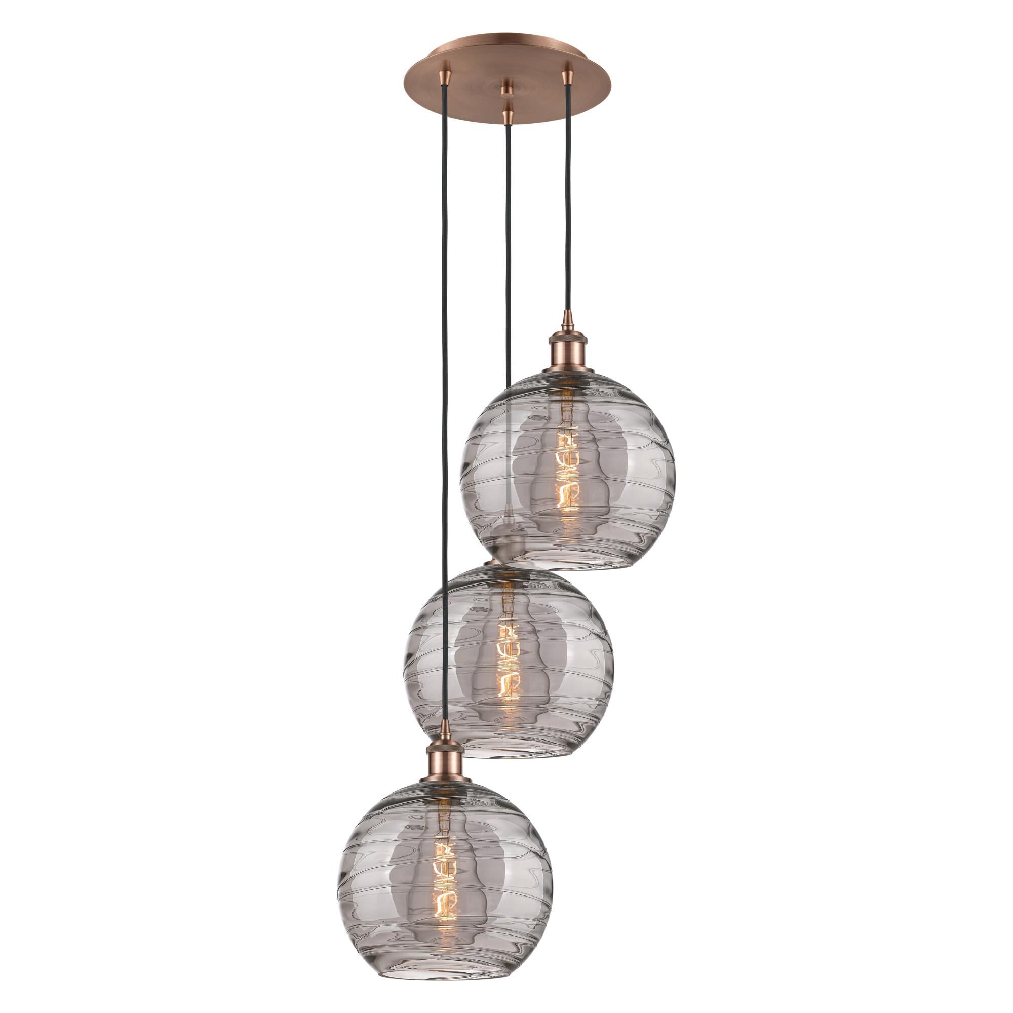 Innovations Lighting Bruno Marashlian Athens Deco Swirl 16 Inch 3 Light Multi Light Pendant Athens Deco Swirl - 113B-3P-BK-G1213-10 - Modern Contemporary