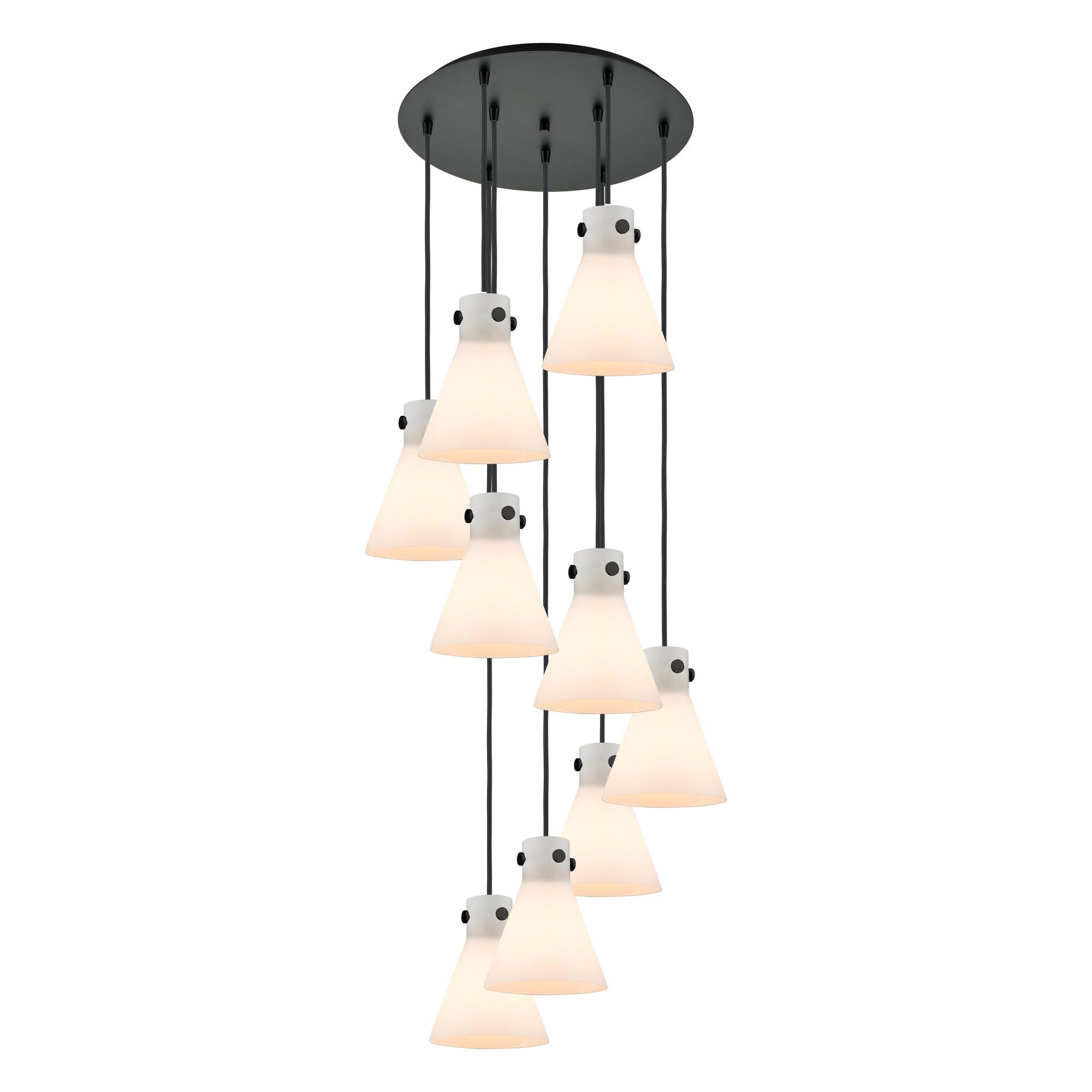 Innovations Lighting Bruno Marashlian Newton Cone 22 Inch 9 Light Multi Light Pendant Newton Cone - 119-410-1PS-BK-G411-8WH - Industrial