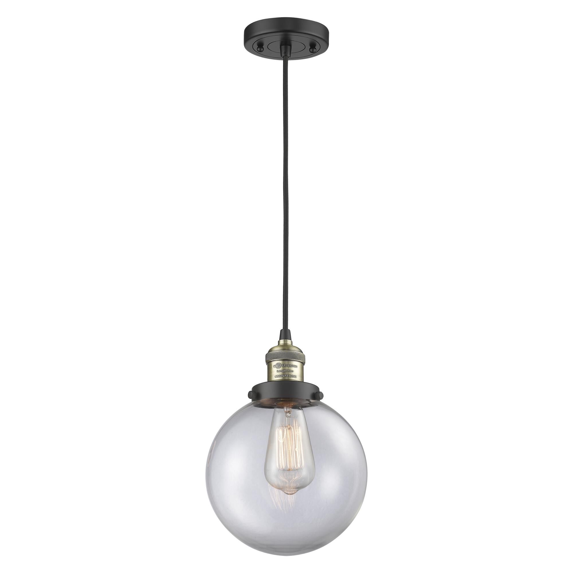 Innovations Lighting 201S-PC-G202-8 Franklin Restoration Beacon 1 Light 8 inch Polished Chrome Mini Pendant Ceiling Light in Incandescent, Clear, Fran
