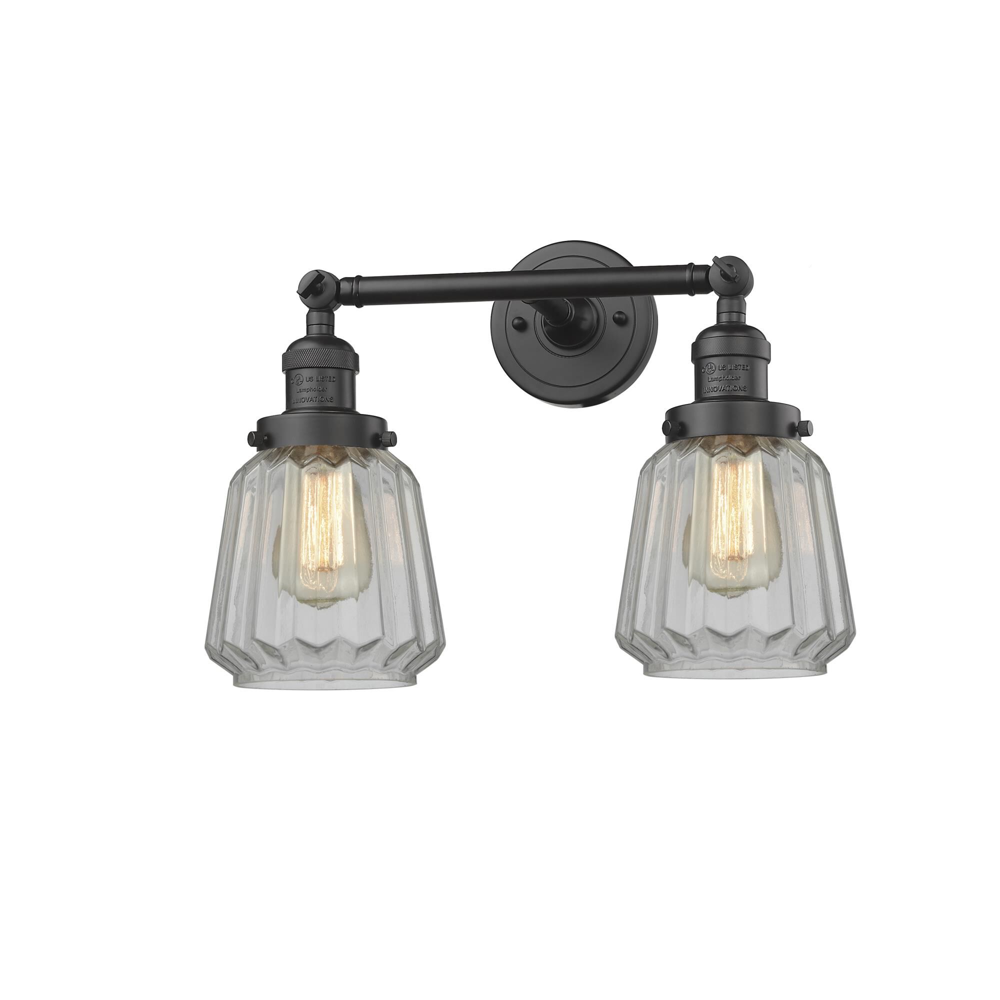 Innovations Lighting 208-OB-G142 Franklin Restoration Chatham 2 Light 16 inch Oil Rubbed Bronze Bath Vanity Light Wall Light in Clear Glass, Franklin