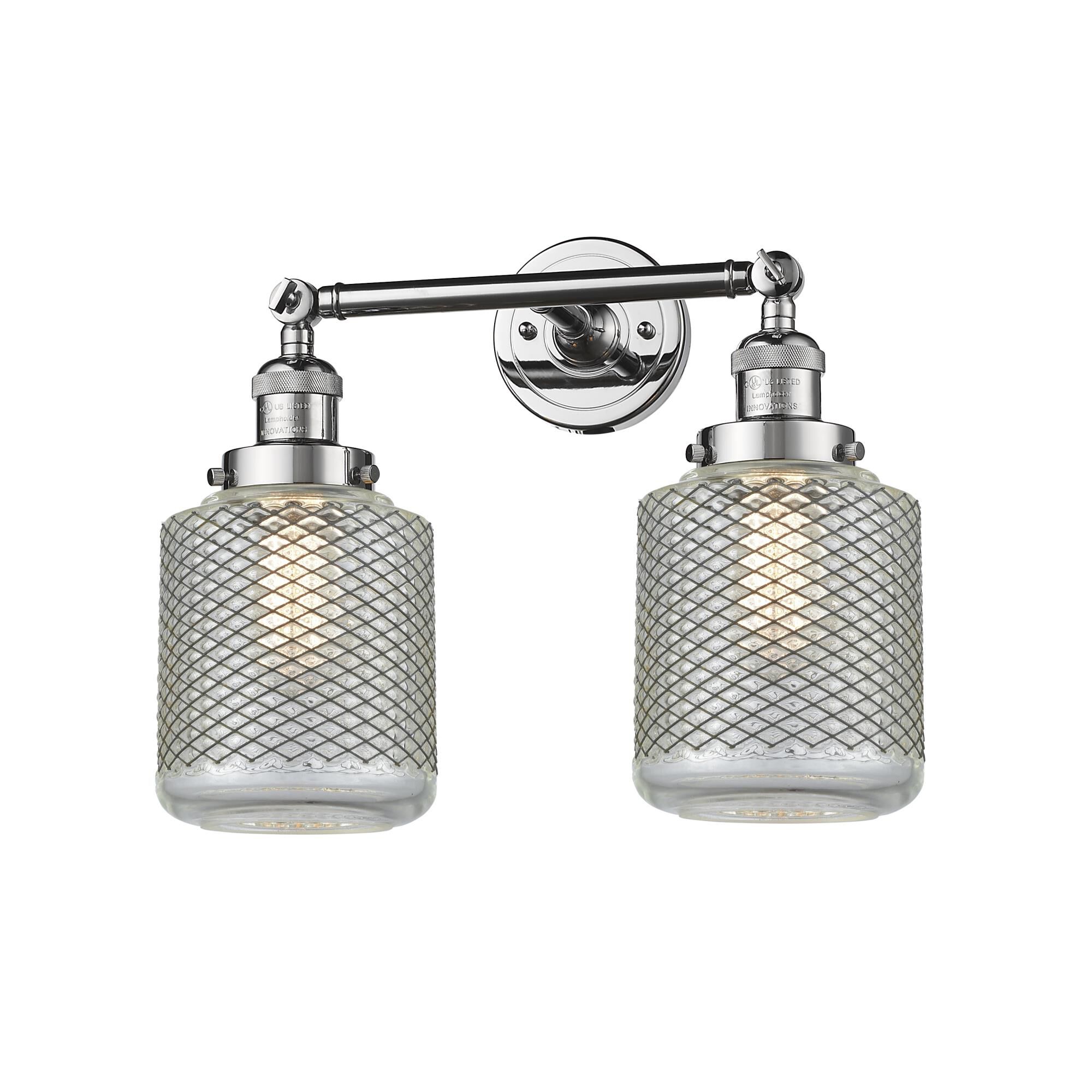 Innovations Lighting 208-PC-G262 Franklin Restoration Stanton 2 Light 16 inch Polished Chrome Bath Vanity Light Wall Light, Franklin Restoration