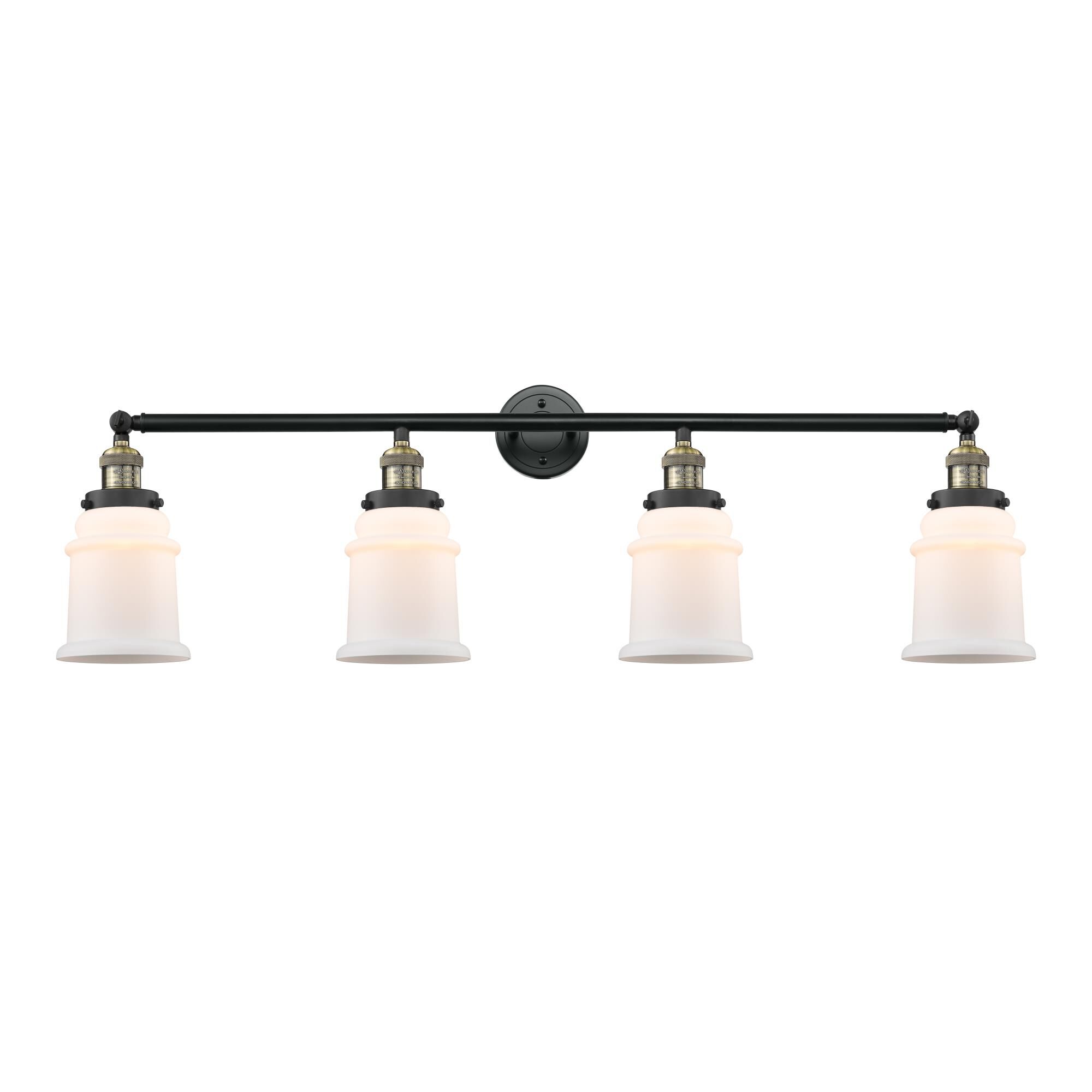 Innovations Lighting 215-BAB-G181 Franklin Restoration Canton 4 Light 42 inch Black Antique Brass Bath Vanity Light Wall Light in Matte White Glass, F