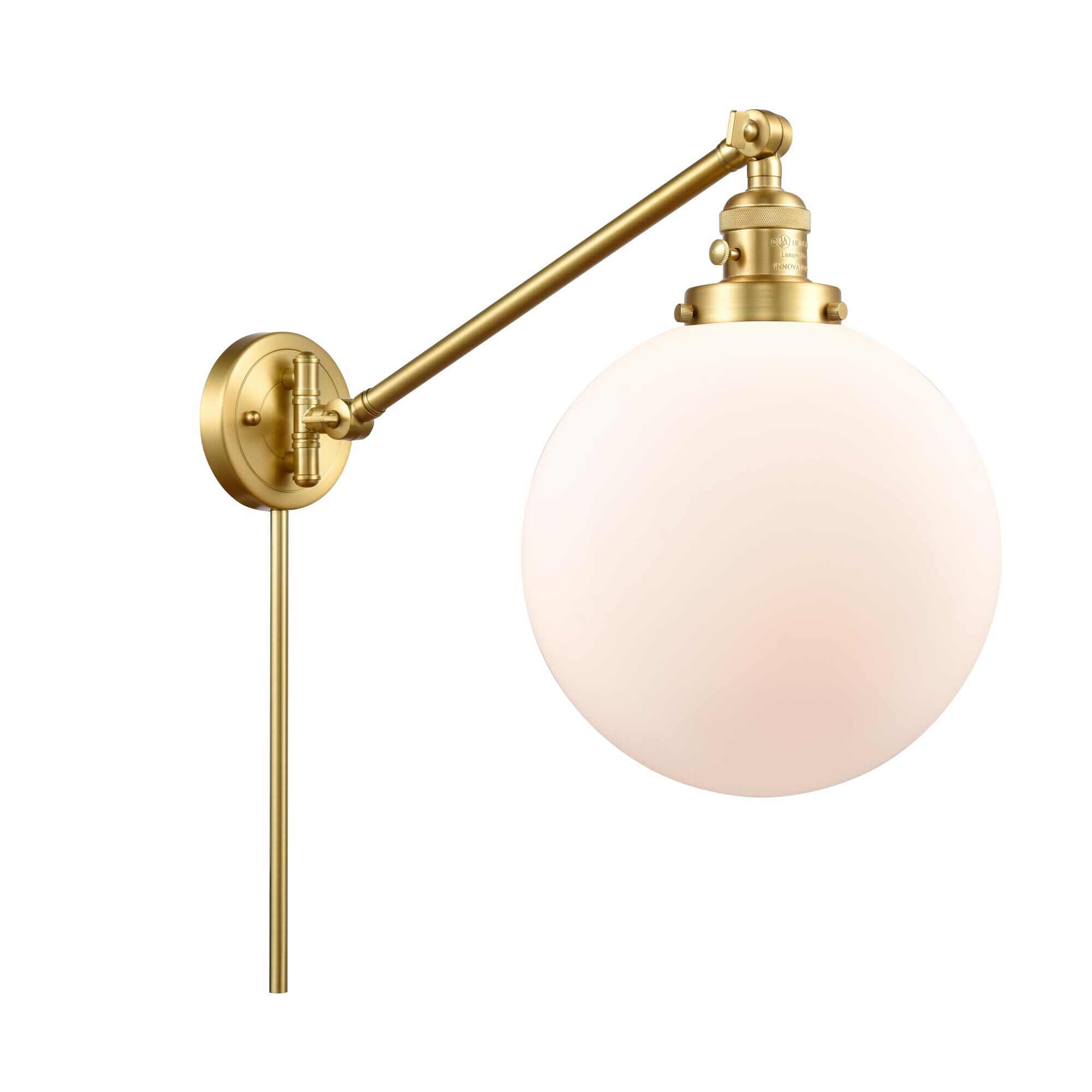 Innovations Lighting 237-SG-G201-10 X-Large Beacon 18 inch 60.00 watt Satin Gold Swing Arm Wall Light, Franklin Restoration