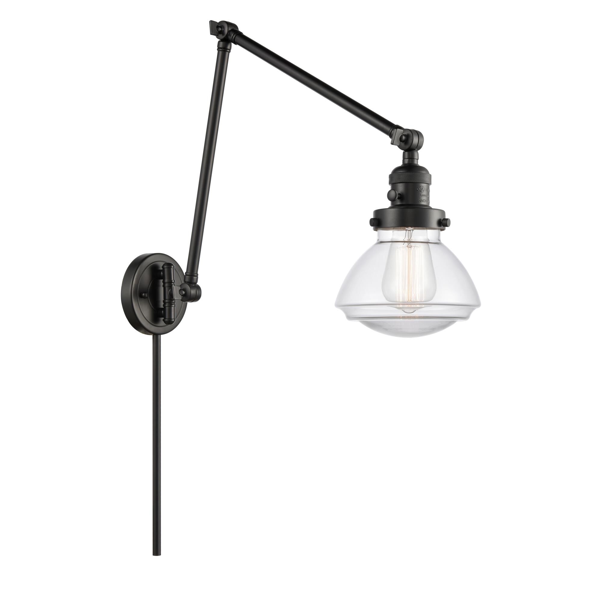Innovations Lighting 238-BK-G322 Olean 28 inch 60.00 watt Matte Black Swing Arm Wall Light, Franklin Restoration