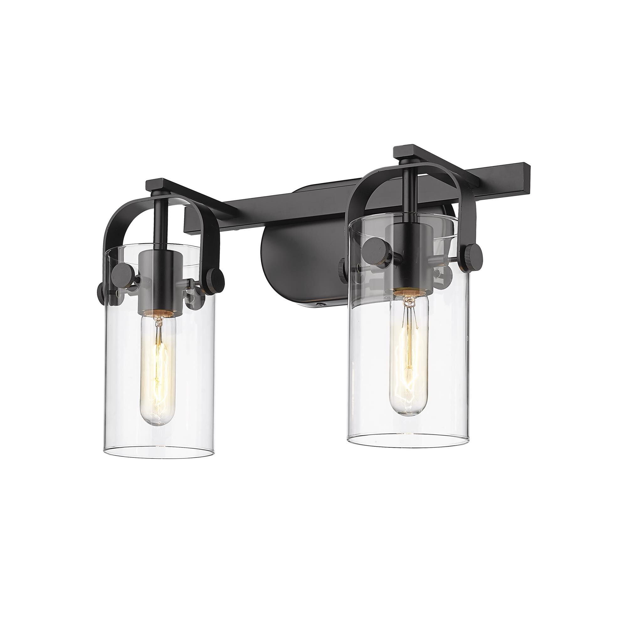 Innovations Lighting Bruno Marashlian Pilaster Ii Cylinder 14 Inch 2 Light Bath Vanity Light Pilaster Ii Cylinder - 423-2W-SN-G423-7SDY - Industrial