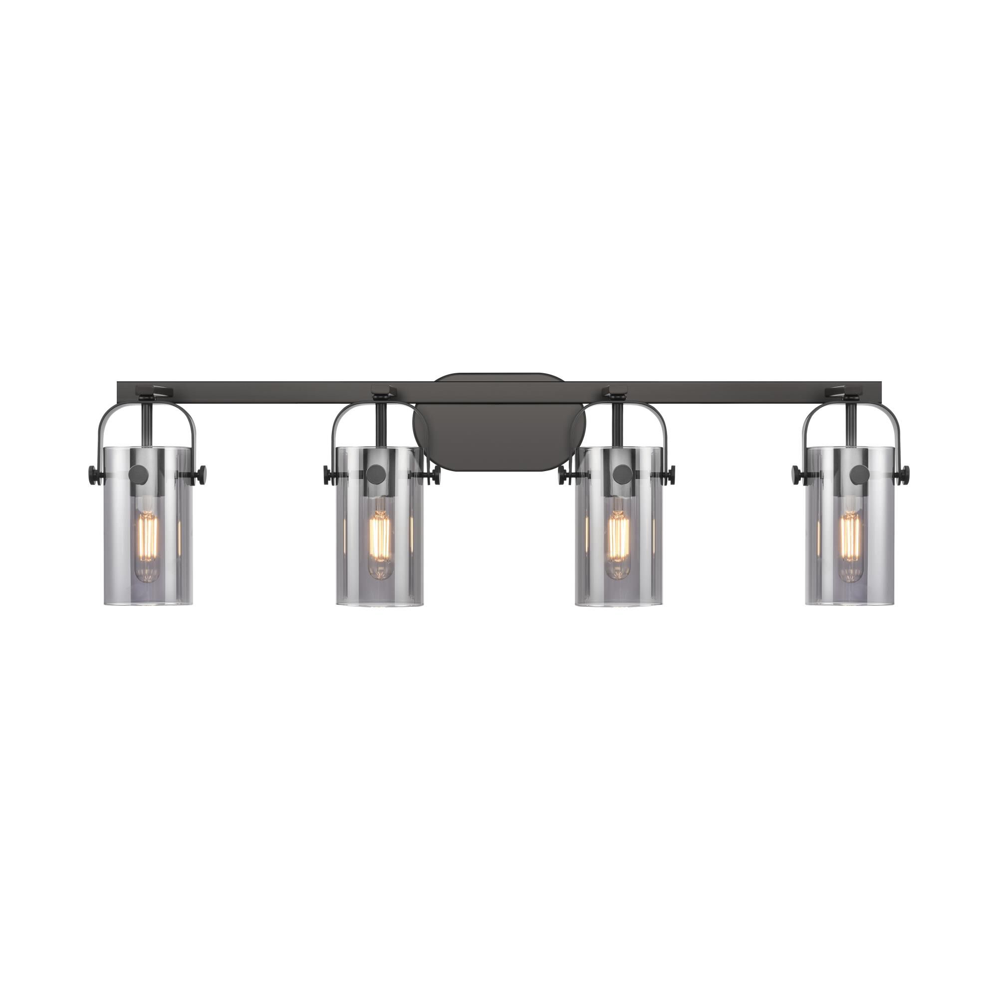 Innovations Lighting Bruno Marashlian Pilaster Ii Cylinder 34 Inch 4 Light Bath Vanity Light Pilaster Ii Cylinder - 423-4W-SN-G423-7WH - Industrial