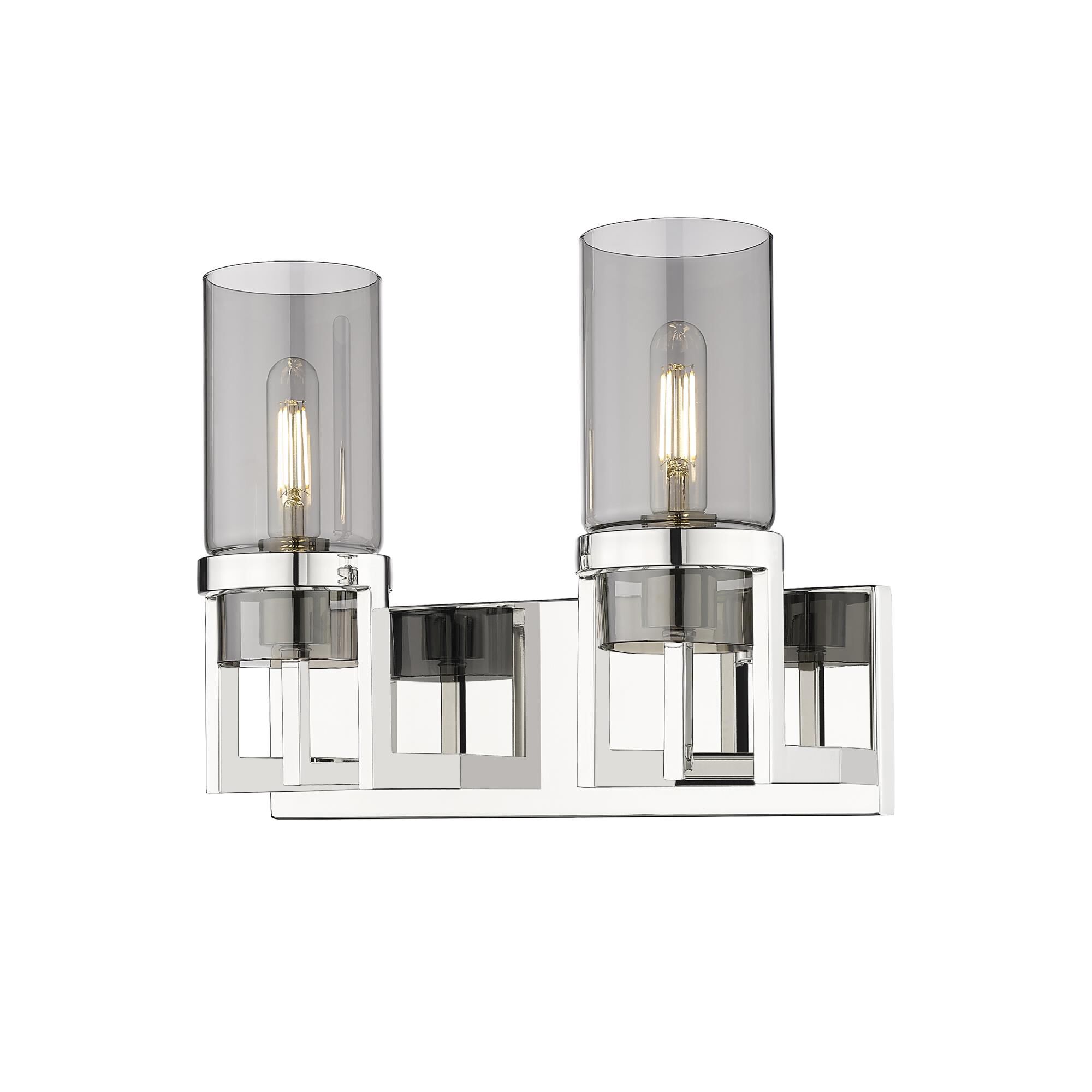 Innovations Lighting 426-2W-PN-G426-8SM Utopia 2 Light 15 inch Polished Nickel Bath Vanity Light Wall Light in Plated Smoke Glass