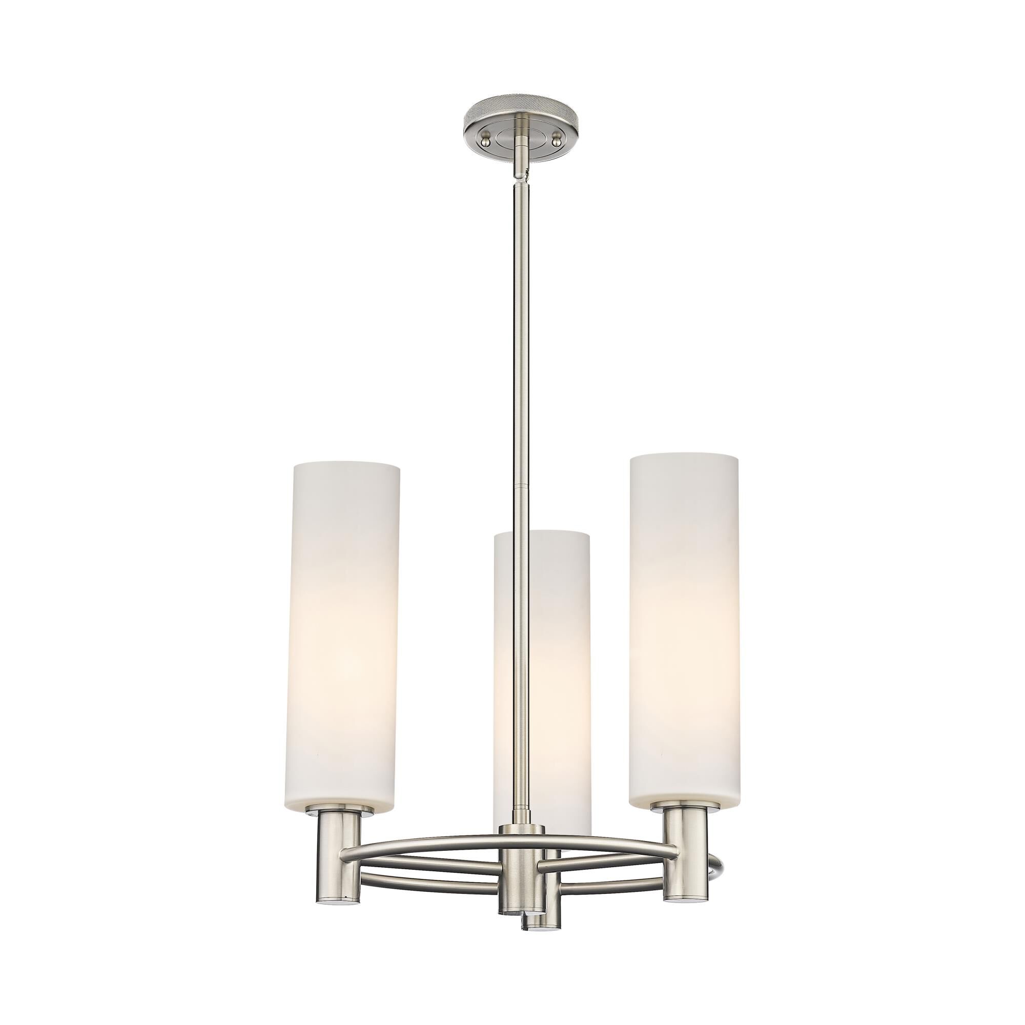 Innovations Lighting 434-3CR-SN-G434-12WH Crown Point 3 Light 18 inch Satin Nickel Pendant Ceiling Light in Matte White Glass