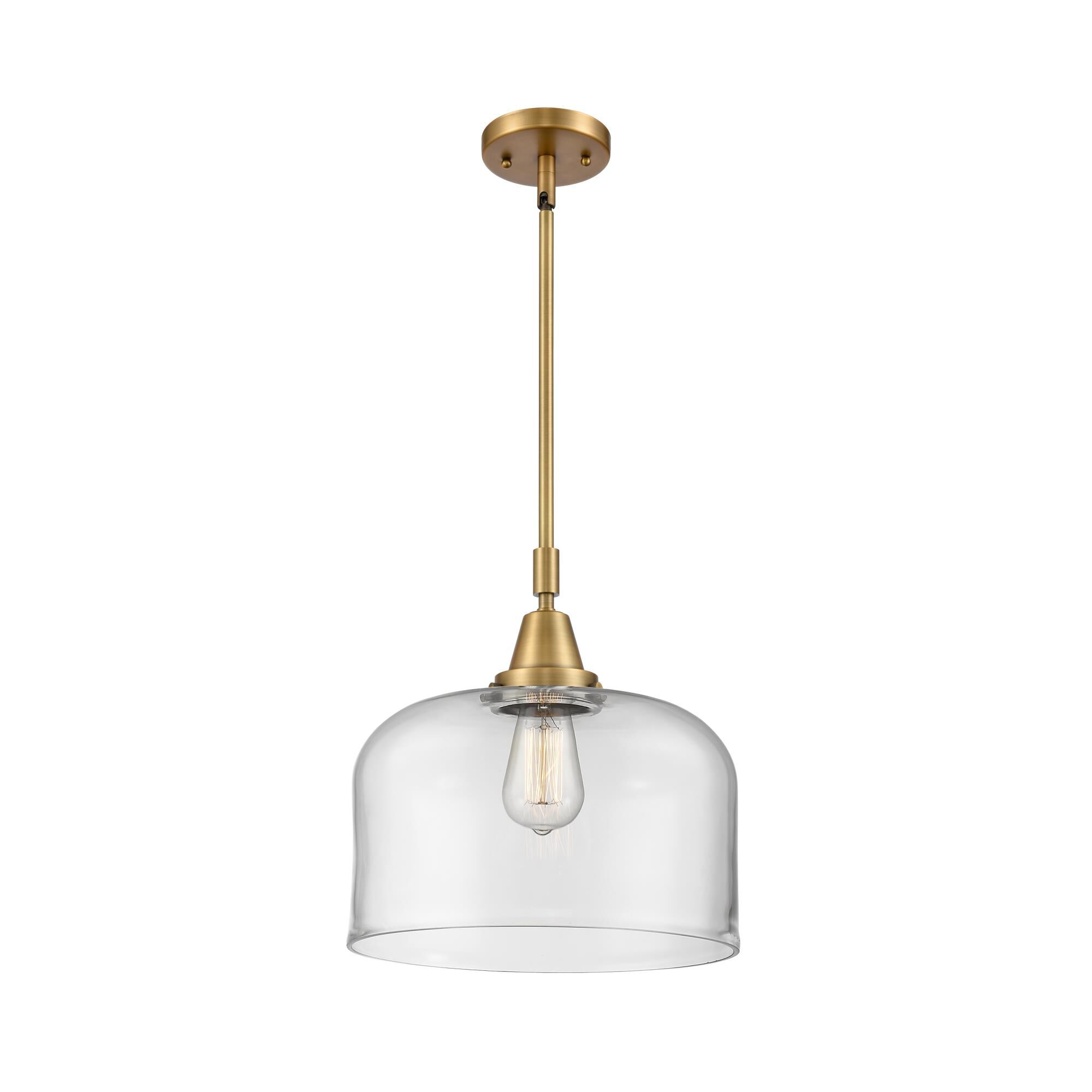 Innovations Lighting 447-1S-PC-G73-L Franklin Restoration X-Large Bell 1 Light 12 inch Polished Chrome Mini Pendant Ceiling Light in Light Smoke Glass