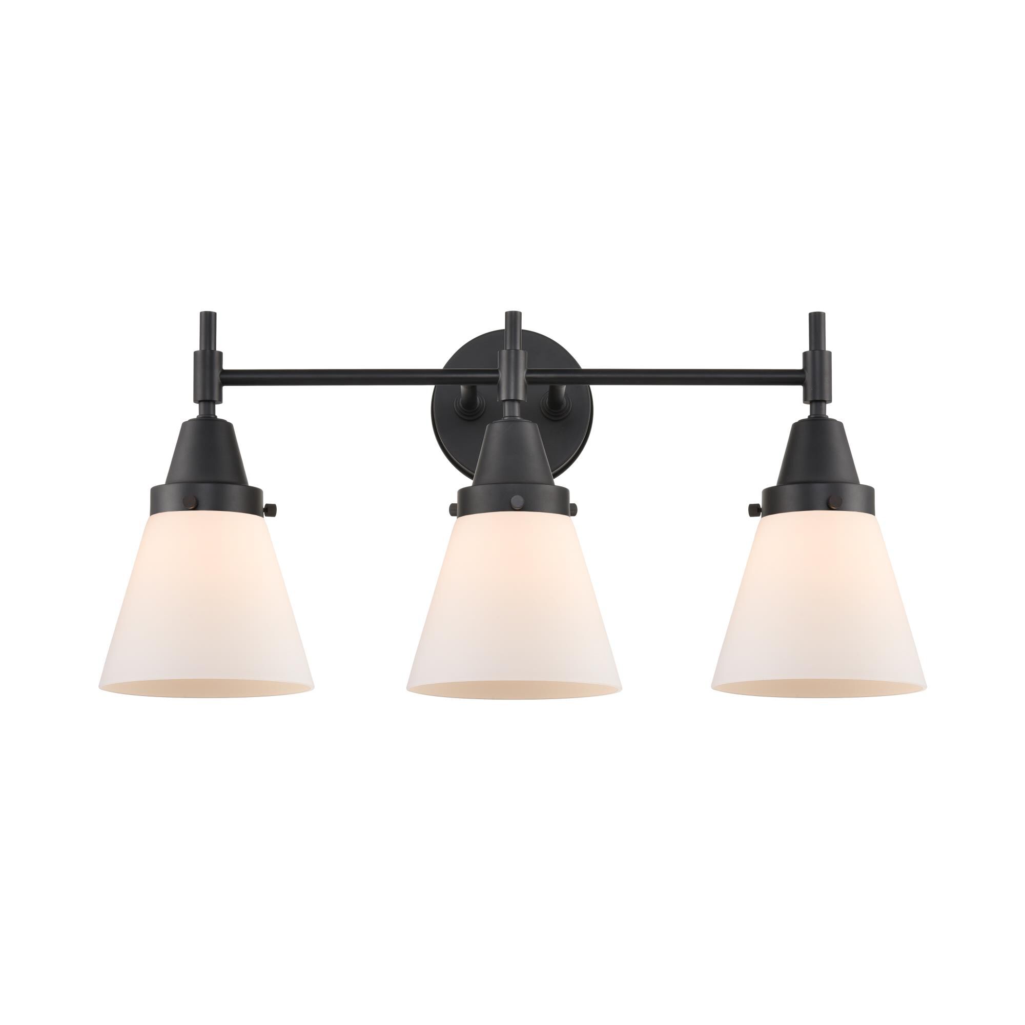 Innovations Lighting 447-3W-BK-G63 Caden 3 Light 24.25 inch Matte Black Bath Vanity Light Wall Light in Light Smoke Glass
