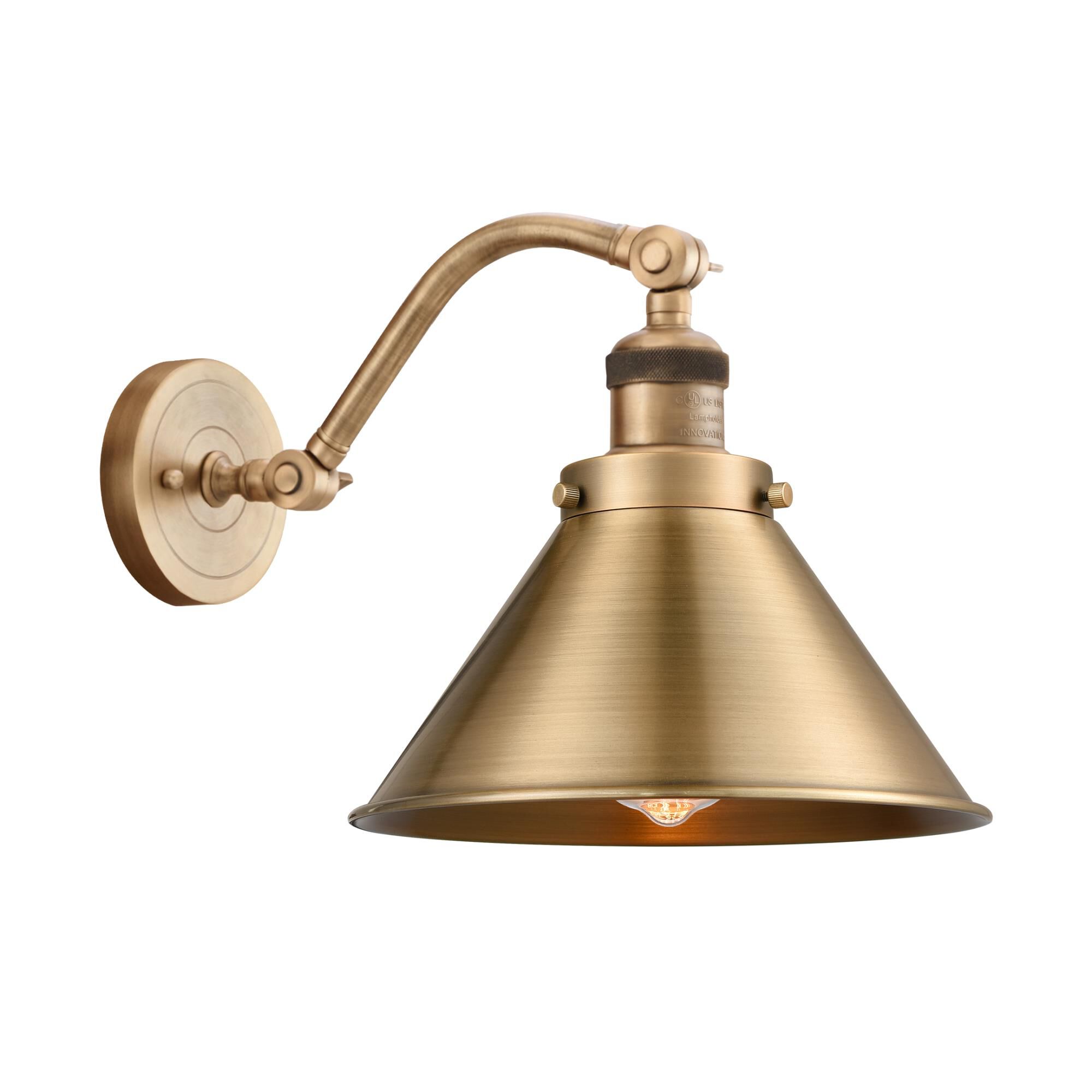 Innovations Lighting 515-1W-BB-M10-BB Franklin Restoration Briarcliff 1 Light 8 inch Brushed Brass Sconce Wall Light, Franklin Restoration