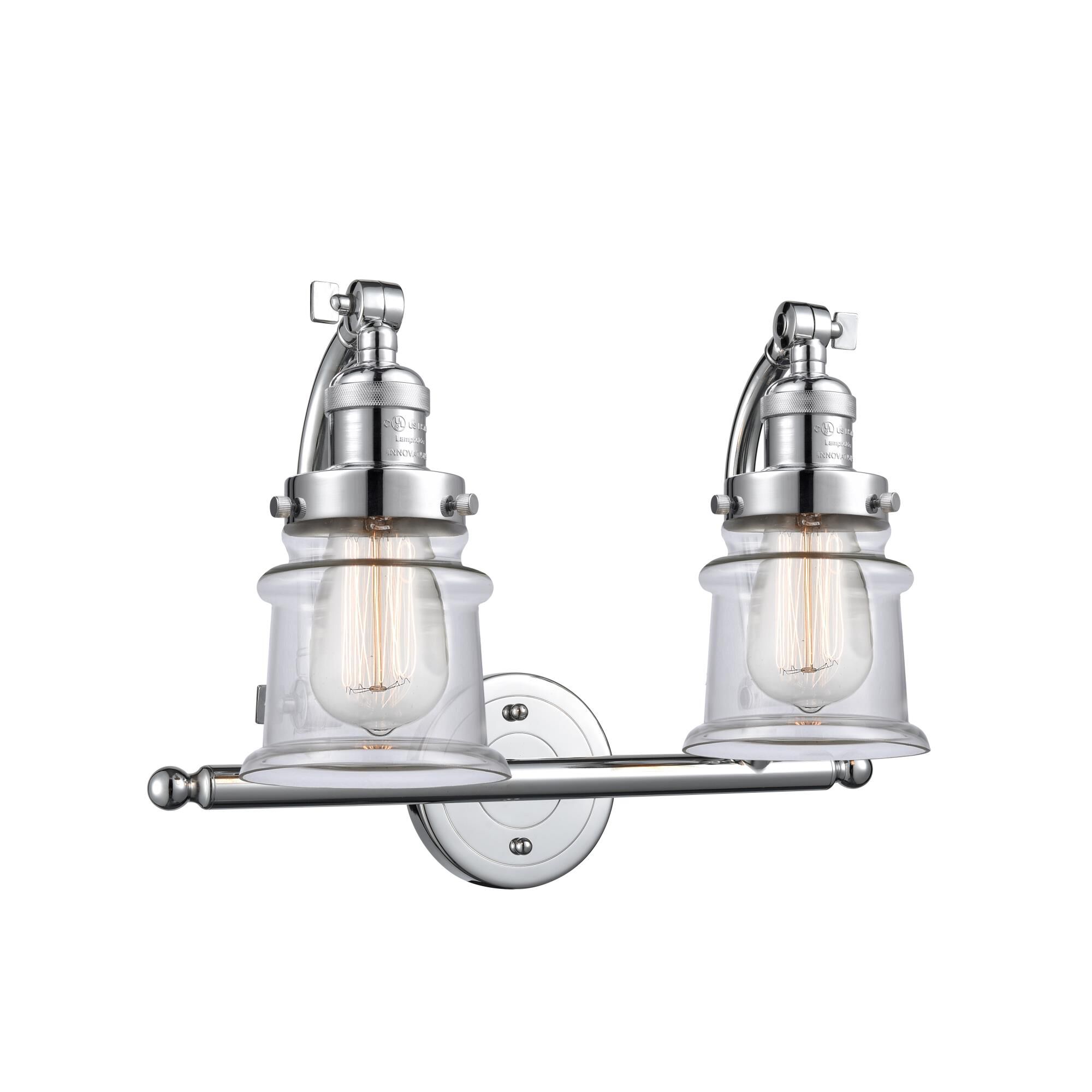 Innovations Lighting 515-2W-SG-G182S Franklin Restoration Small Canton 2 Light 18 inch Satin Gold Bath Vanity Light Wall Light in Clear Glass, Frankli