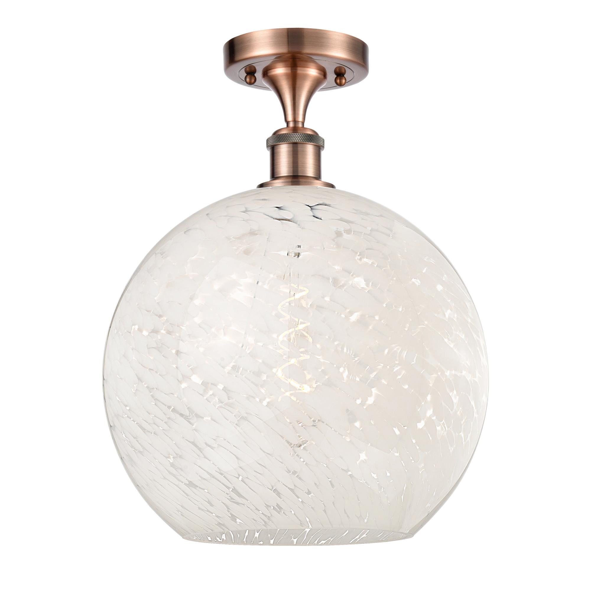 Innovations Lighting Bruno Marashlian White Mouchette 12 Inch Semi Flush Mount White Mouchette - 516-1C-AC-G1216-12WM - Modern Contemporary