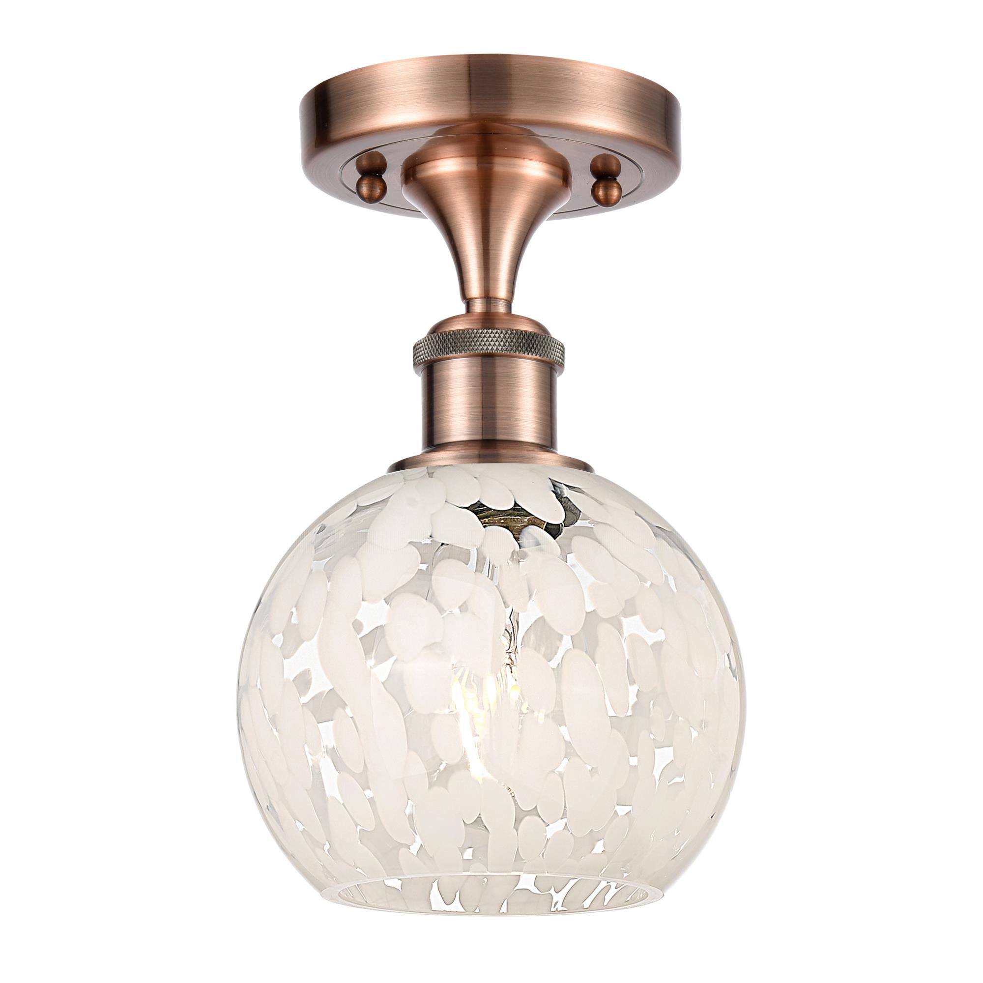 Innovations Lighting Bruno Marashlian White Mouchette 6 Inch Semi Flush Mount White Mouchette - 516-1C-AC-G1216-6WM - Modern Contemporary