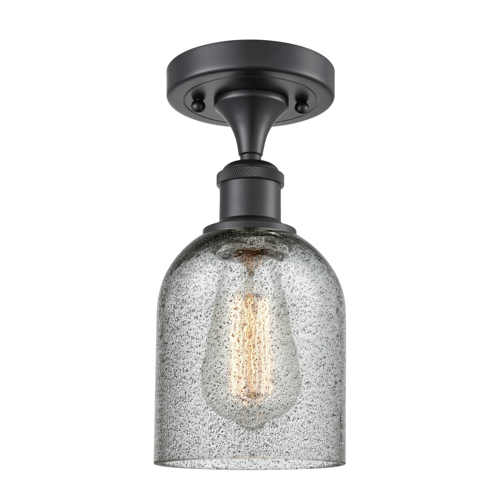Innovations Lighting 516-1C-BK-G257 Ballston Caledonia 1 Light 5 inch Matte Black Semi-Flush Mount Ceiling Light in Charcoal Glass, Ballston