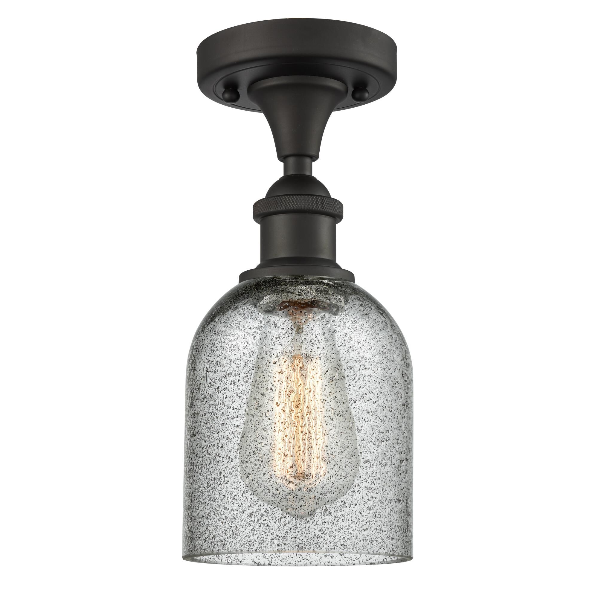 Innovations Lighting 516-1C-SG-G257 Ballston Caledonia 1 Light 5 inch Satin Gold Semi-Flush Mount Ceiling Light in Charcoal Glass, Ballston
