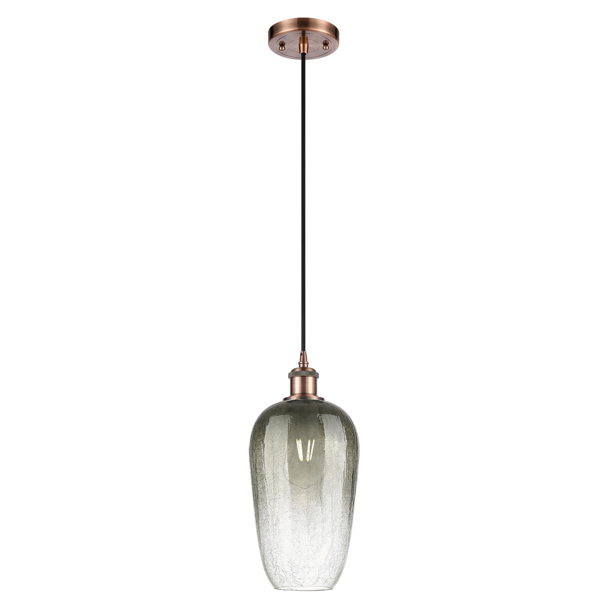 Innovations Lighting 516-1P-AC-G484-7SL Ballston Brookhaven Flute 1 Light 7 inch Antique Copper Mini Pendant Ceiling Light in Slate Glass